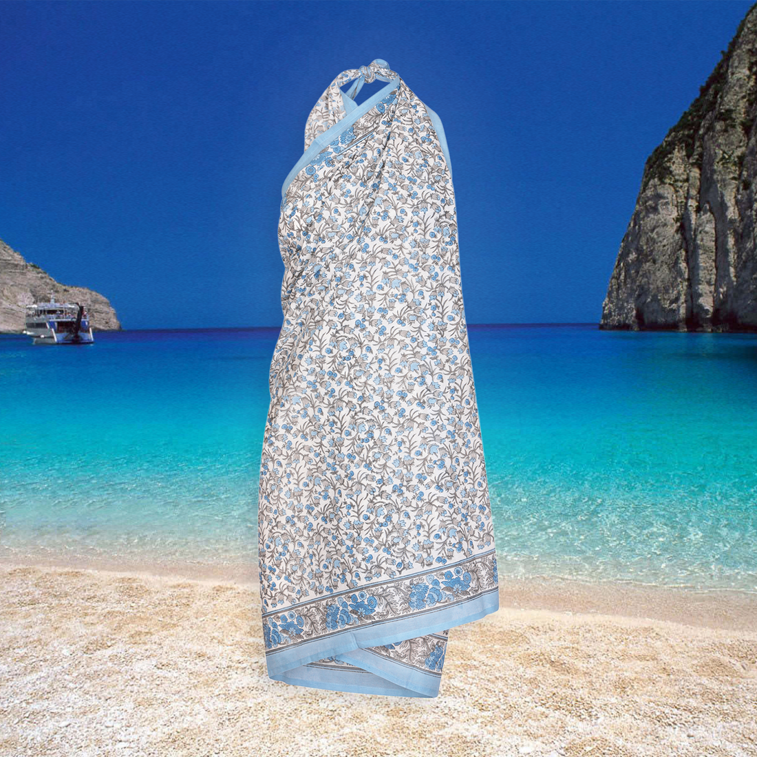 Summer Sprig Sarong - One Size - Blue