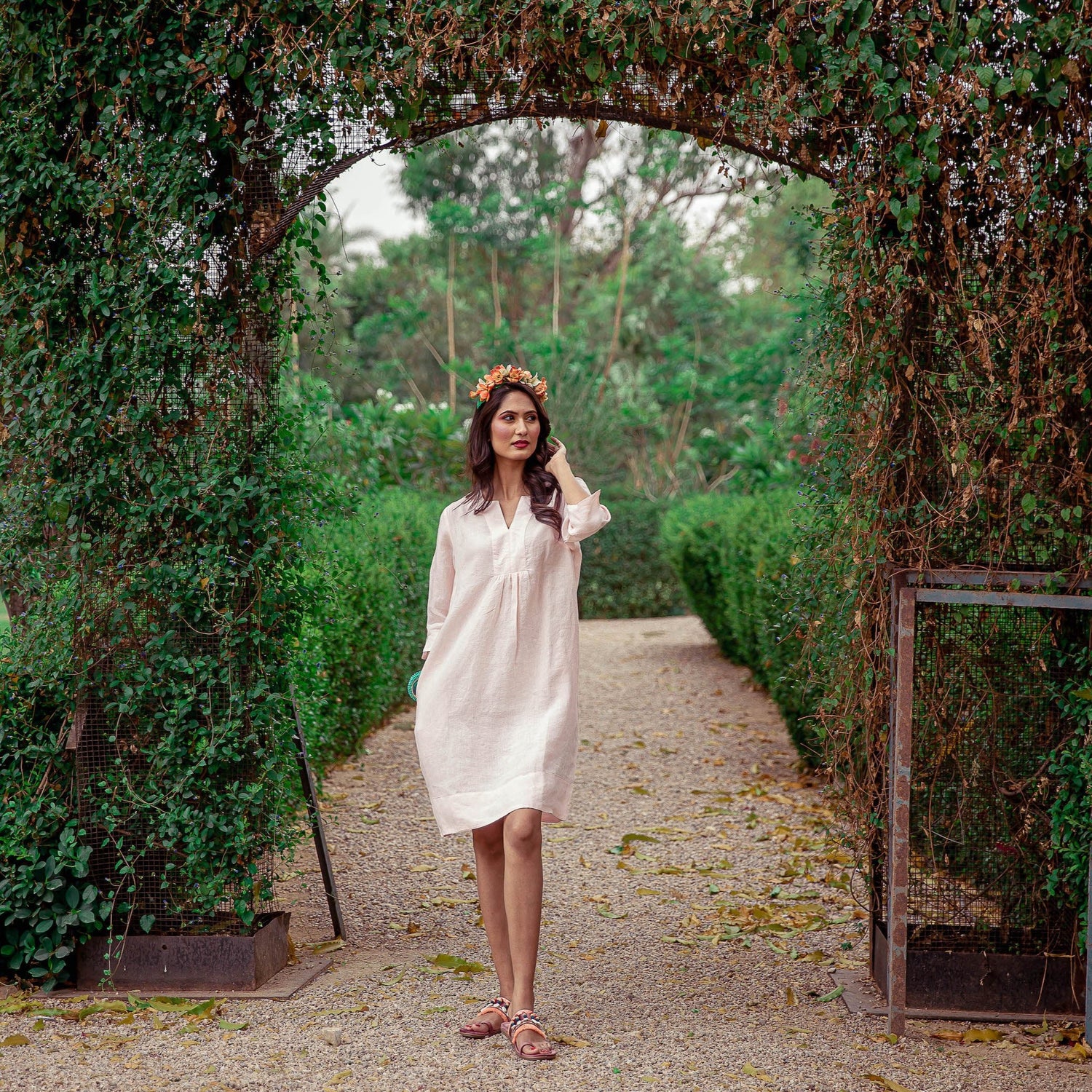Life Style Easy Tunic Dress Linen - Shell Pink