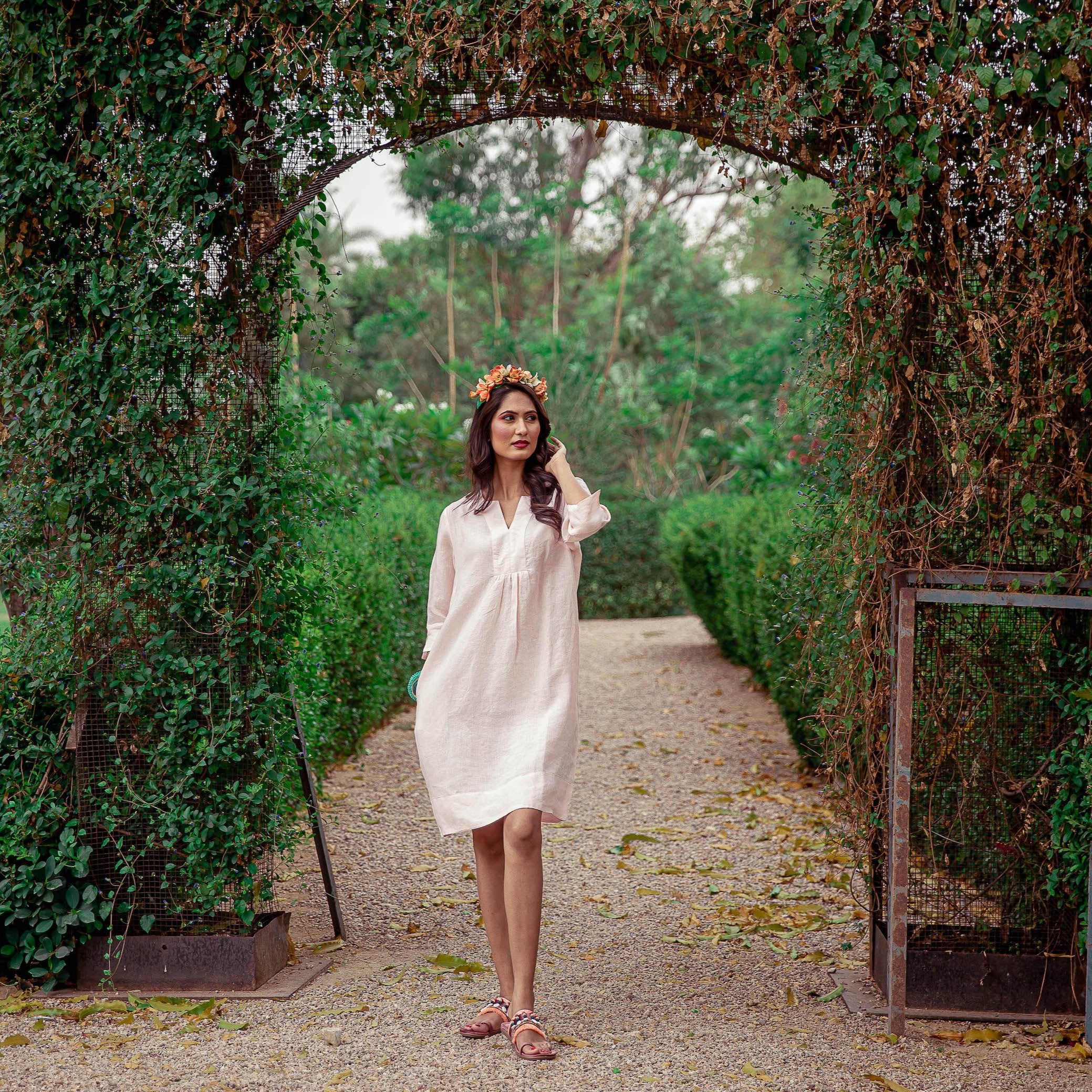 Life Style Easy Tunic Dress Linen - Shell Pink