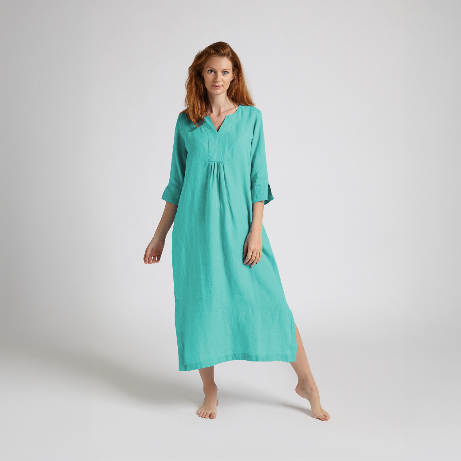 Life Style Linen Maxi Dress - Aqua Blue