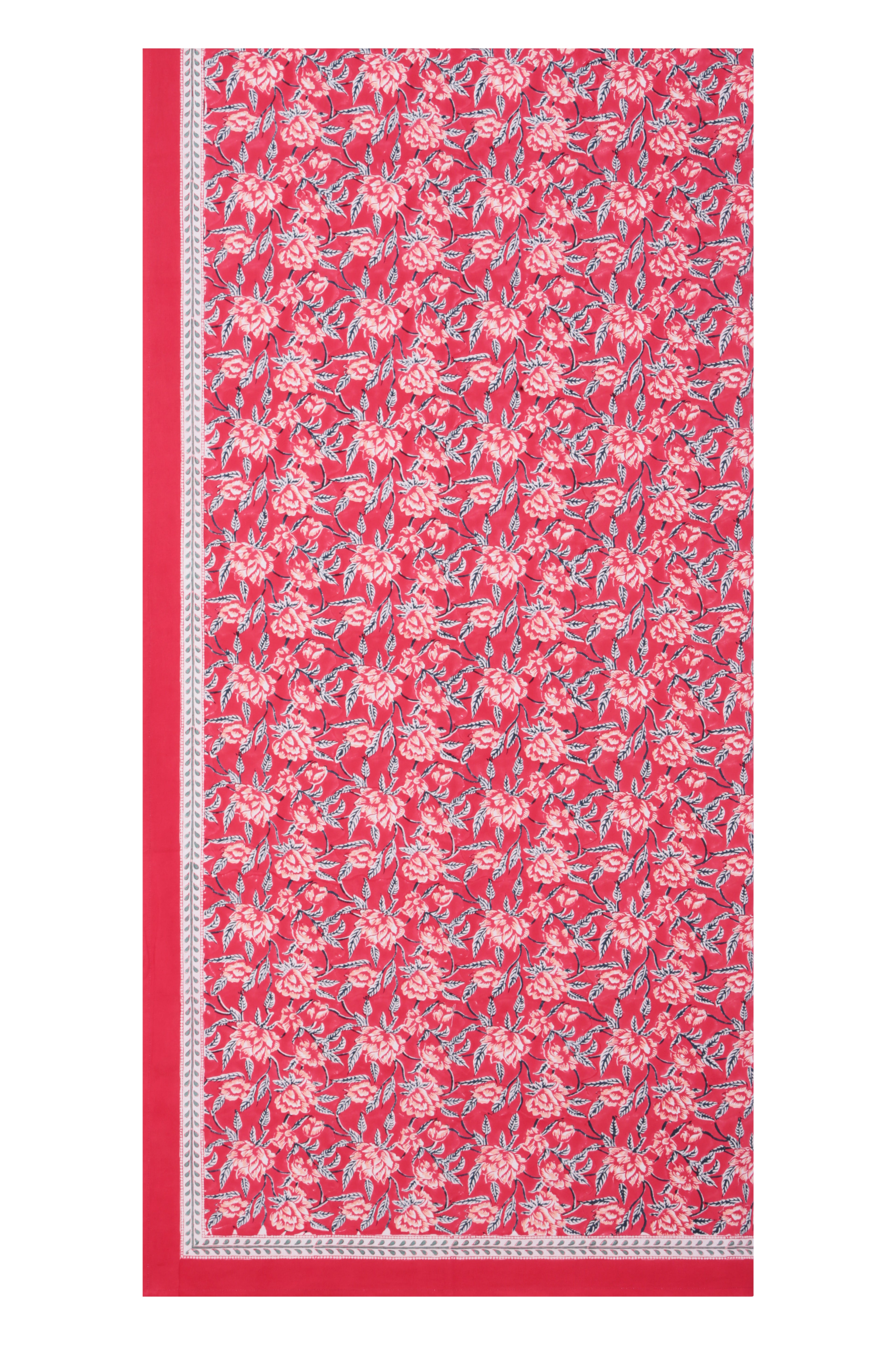 Hand Printed Cloth 170 x 300 cms Table Cloth Cotton Pine Red M/L