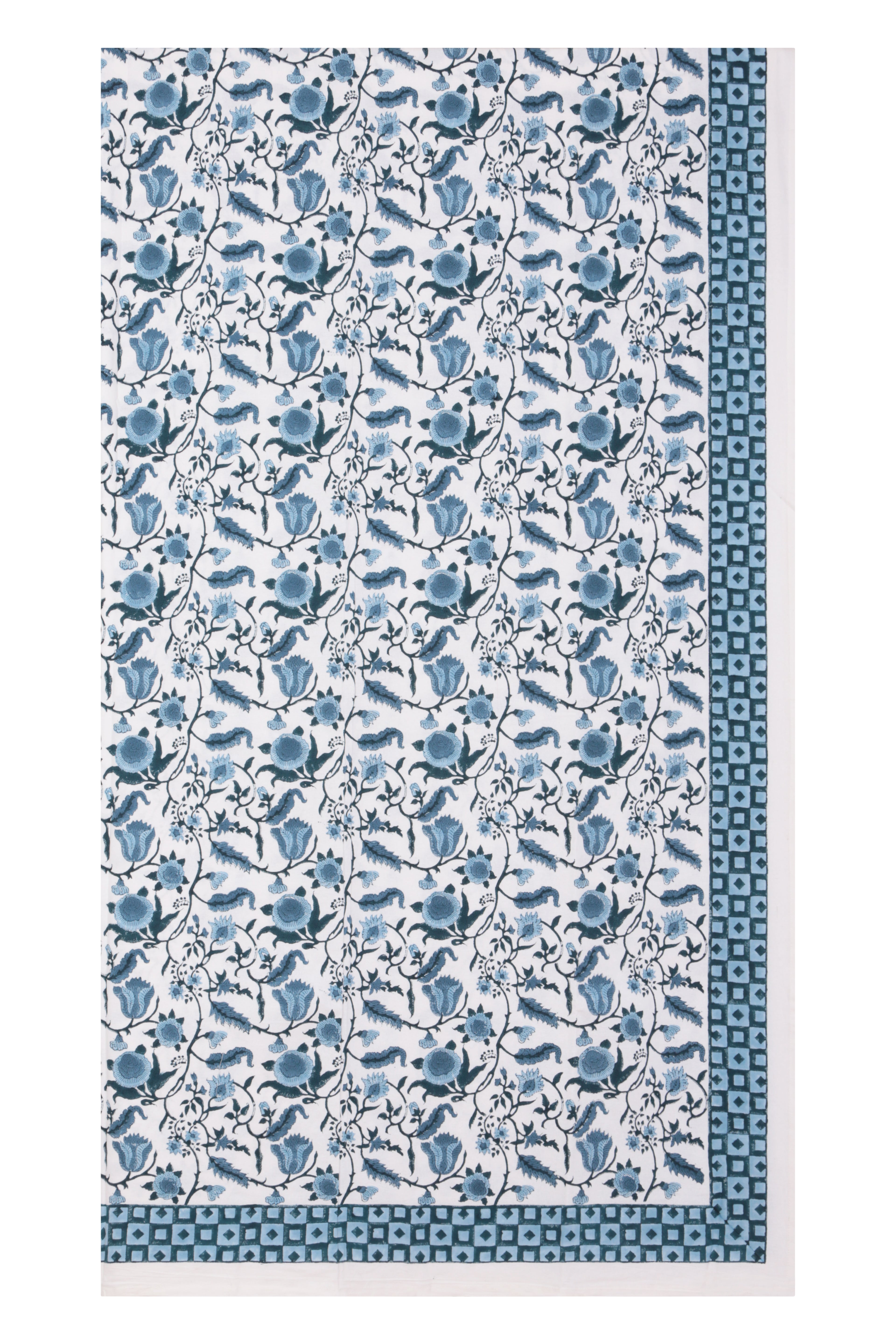 Hand Printed Cloth 170 x 300 cms Table Cloth Cotton Blue M/L