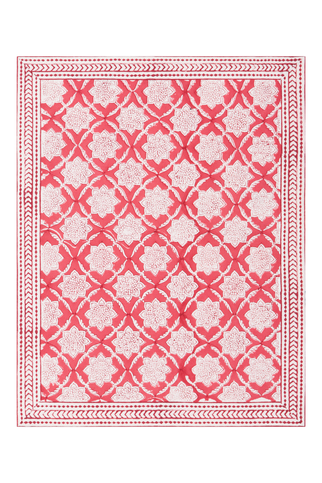 Bordered Mat 35 x 45 cms Place Mat Cotton Coral Red One Size