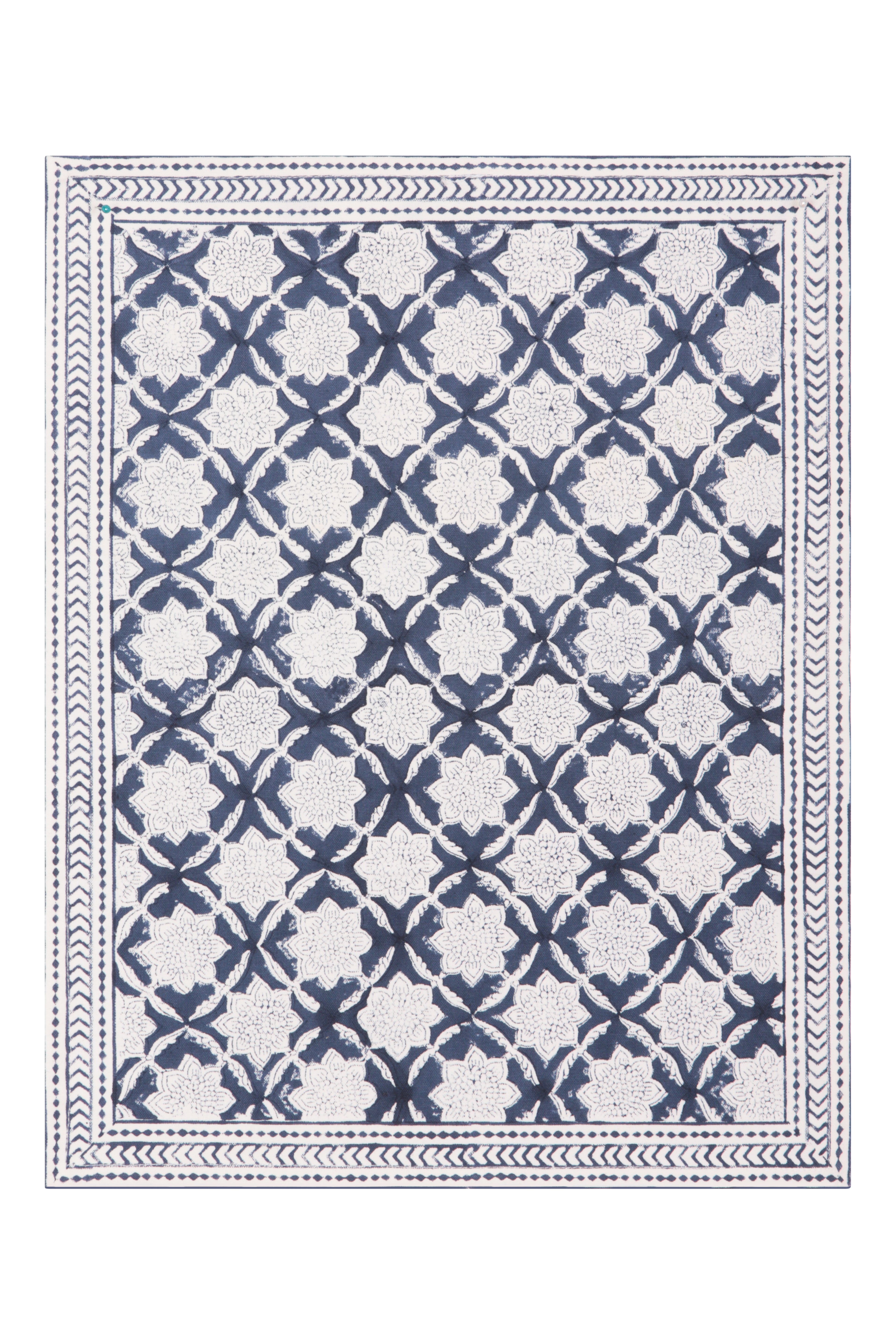 Bordered Mat 35 x 45 cms Place Mat Cotton Indigo One Size