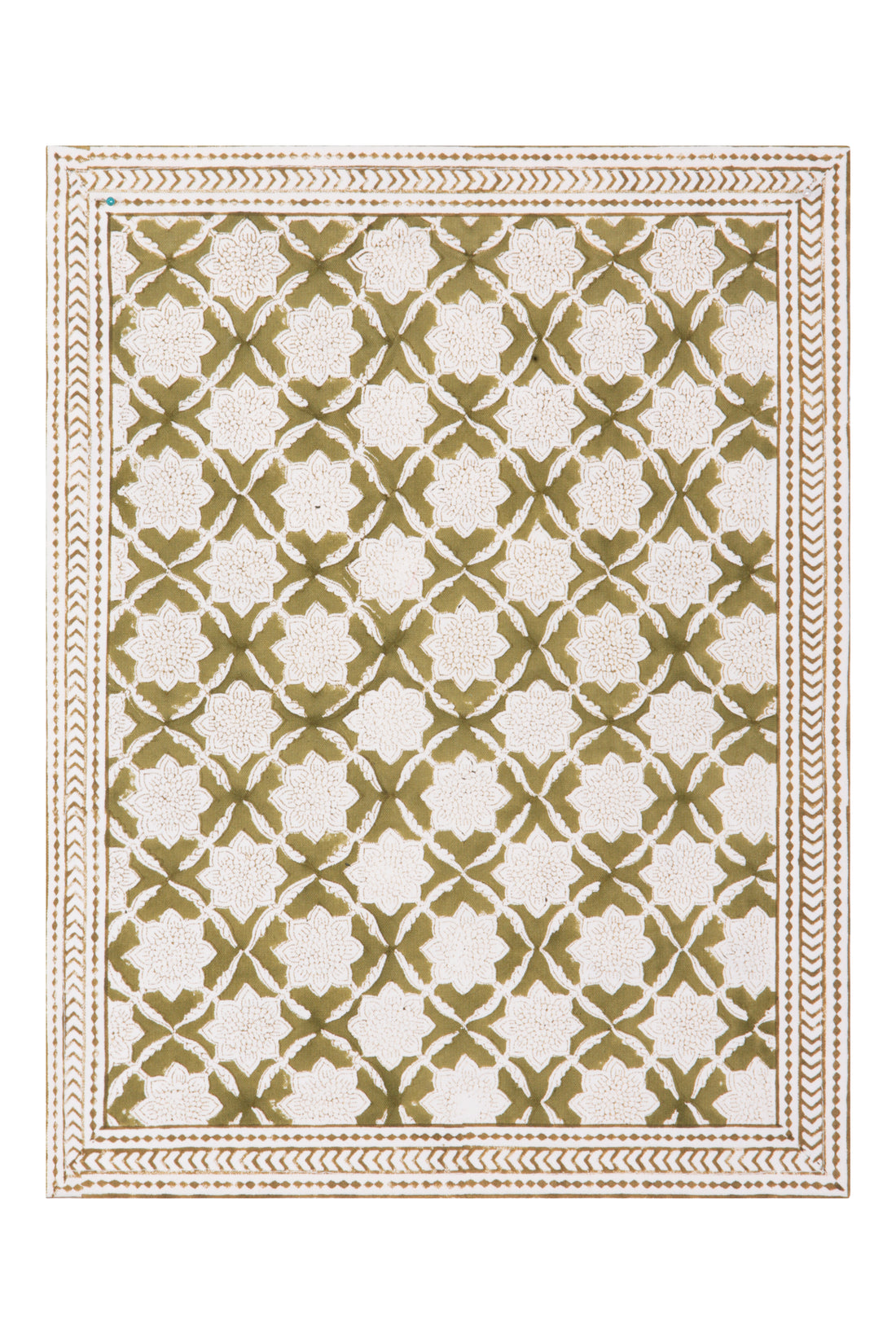 Bordered Mat 35 x 45 cms Place Mat Cotton Olive One Size