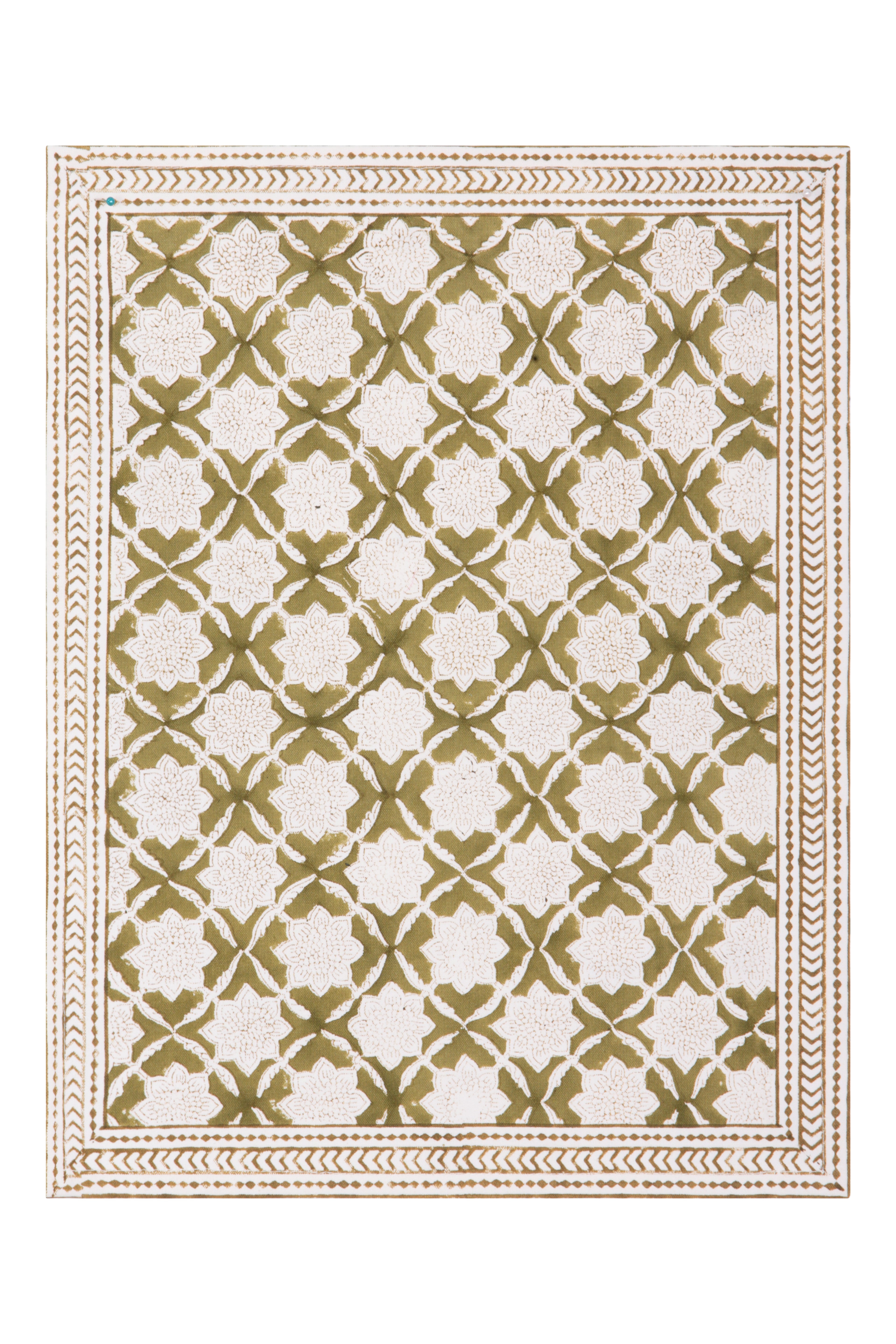 Bordered Mat 35 x 45 cms Place Mat Cotton Olive One Size