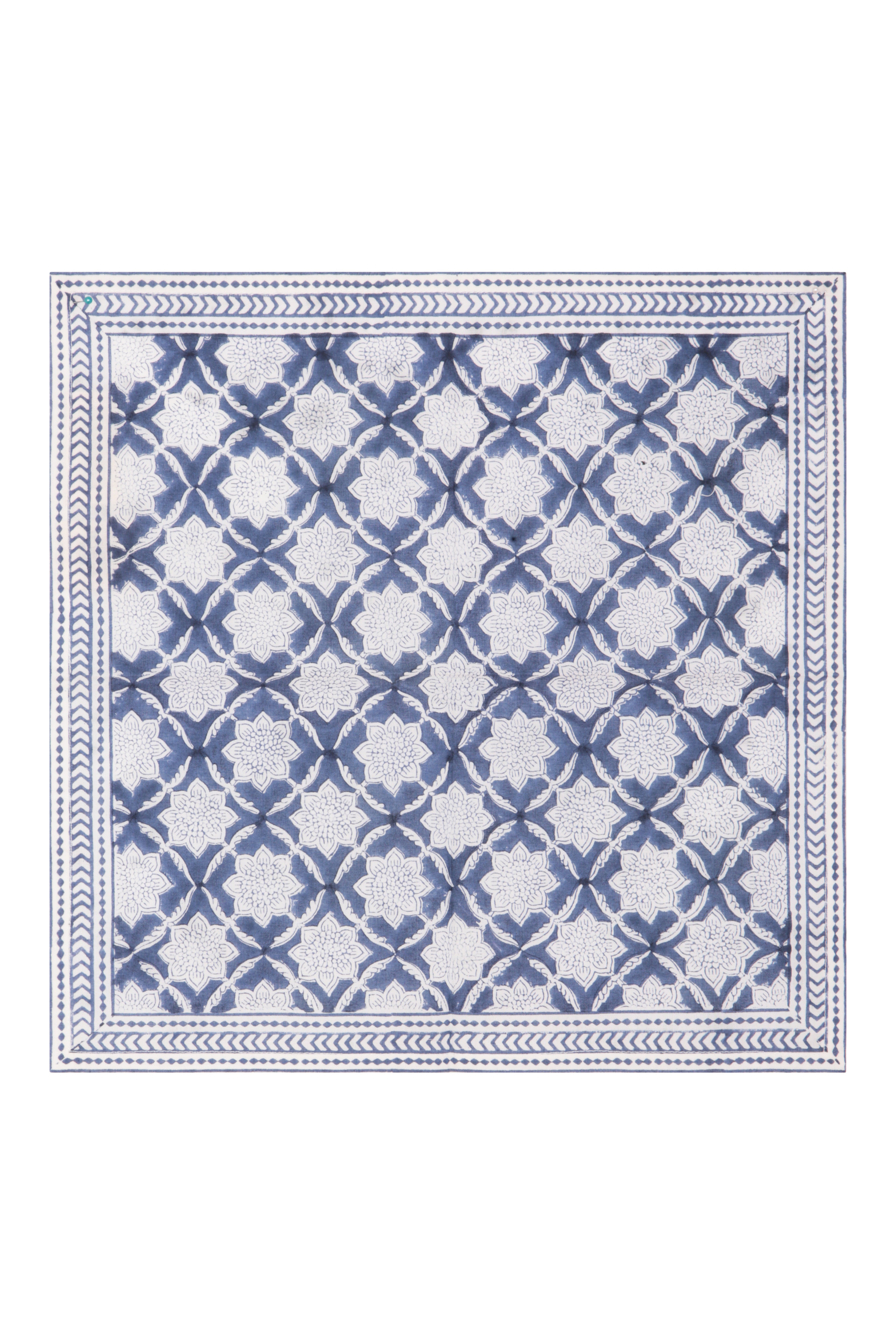 Fresco Stripe Napkins with Border X 4 Napkin Set Cotton Indigo One Size