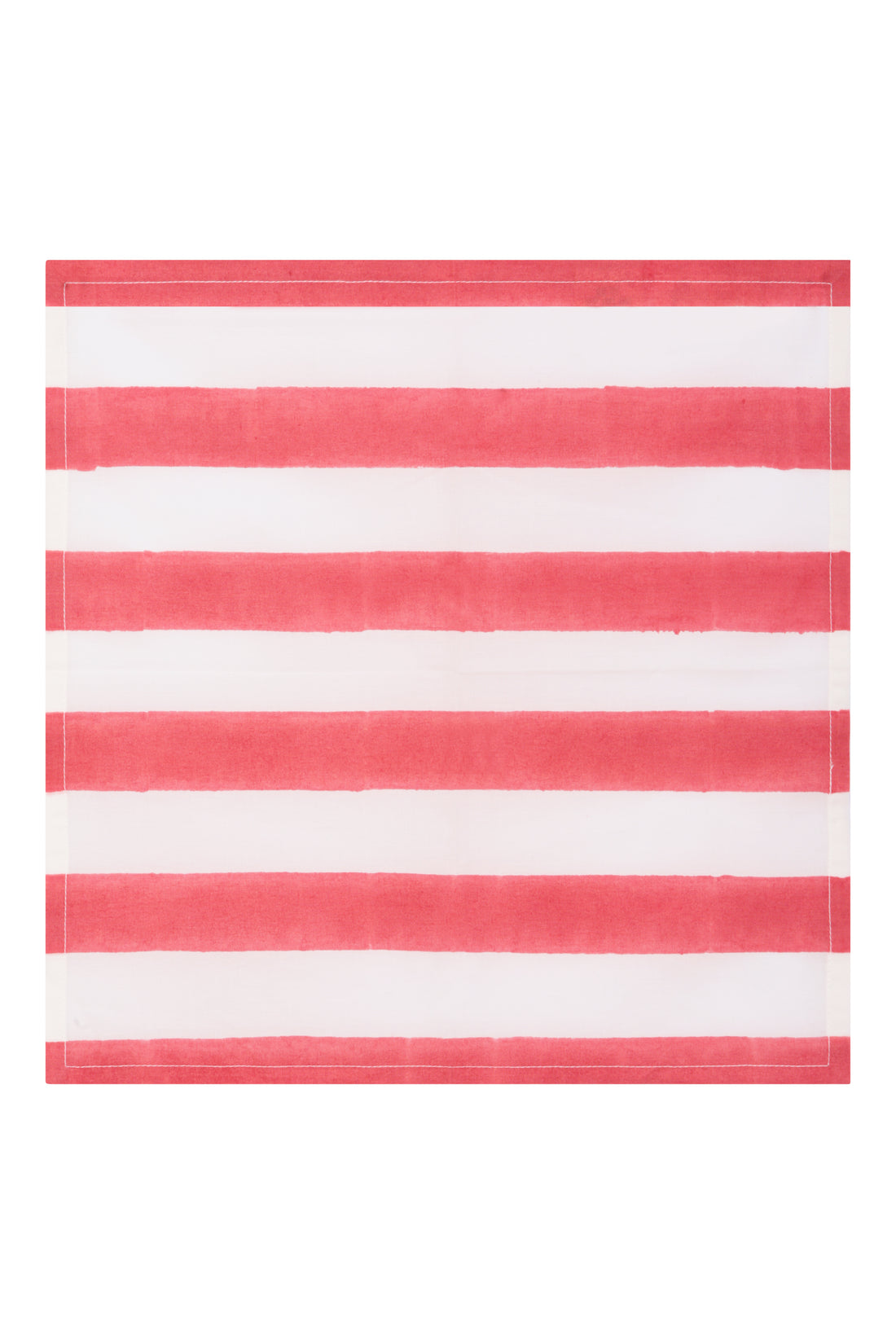 Fresco Stripe Napkins Broad Stripe X 4 Napkin Set Cotton Coral Red One Size