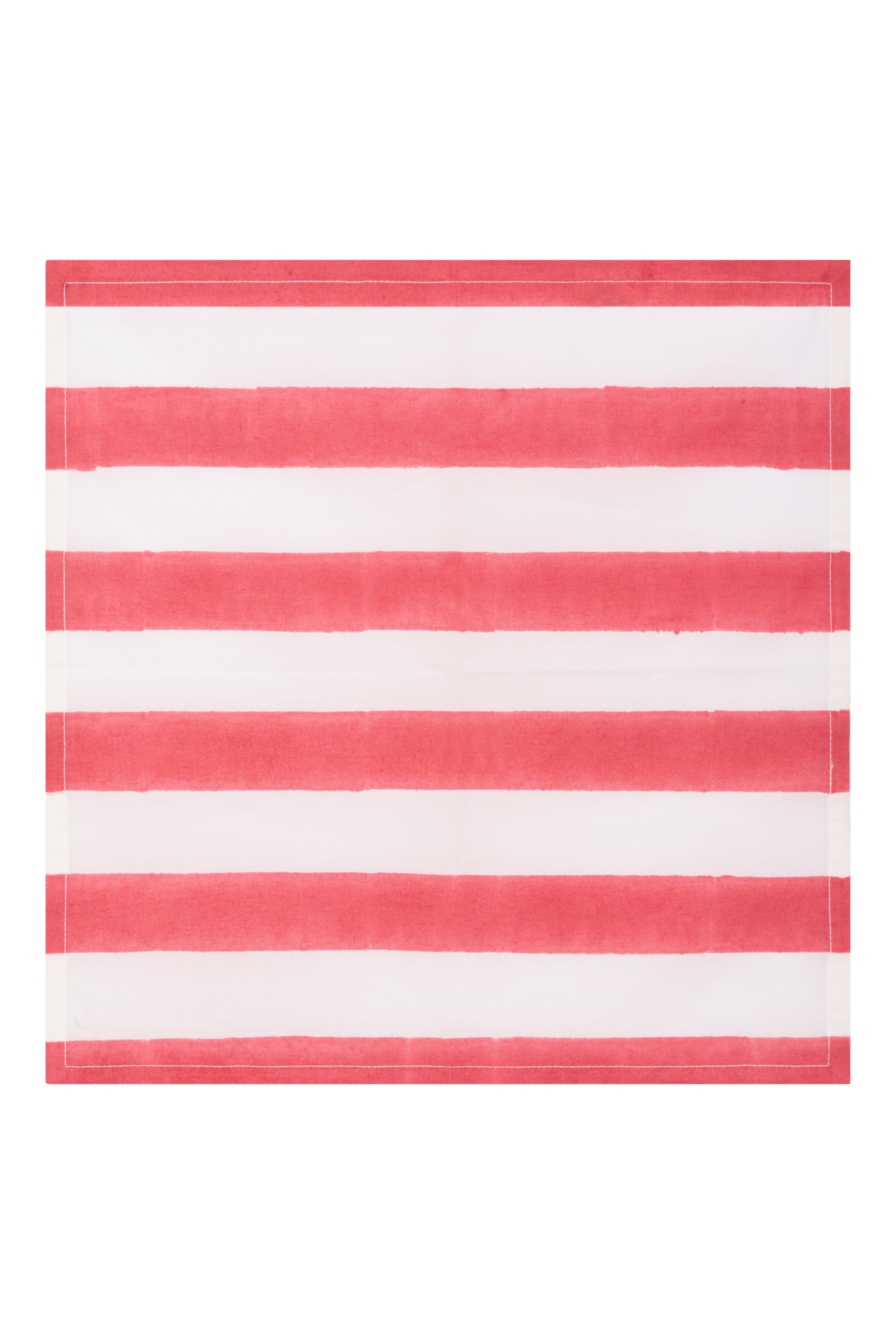Fresco Stripe Napkins Broad Stripe X 4 Napkin Set Cotton Coral Red One Size