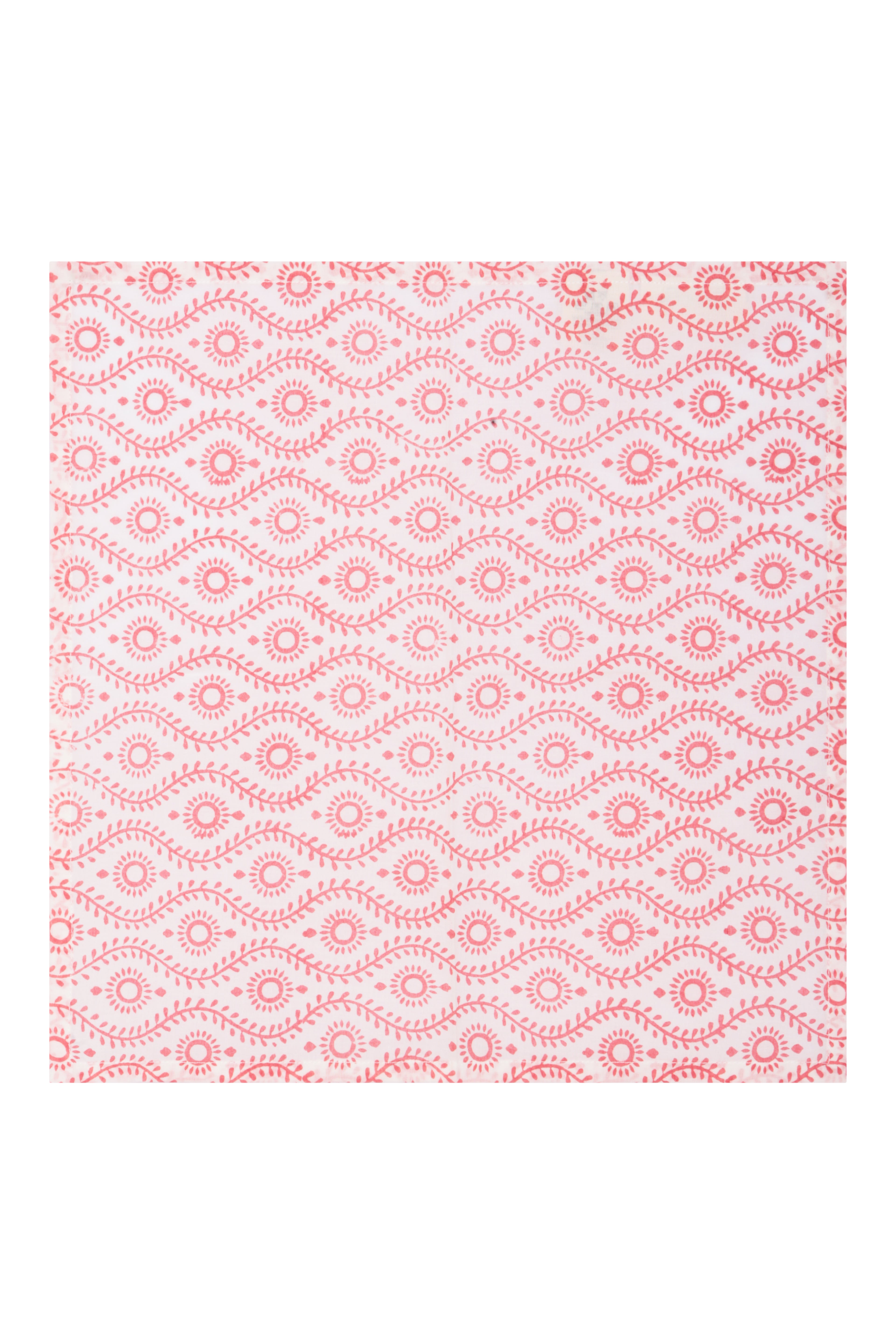 Fresco Stripe Napkins with Wiggle X 4 Napkin Set Cotton Coral Red One Size