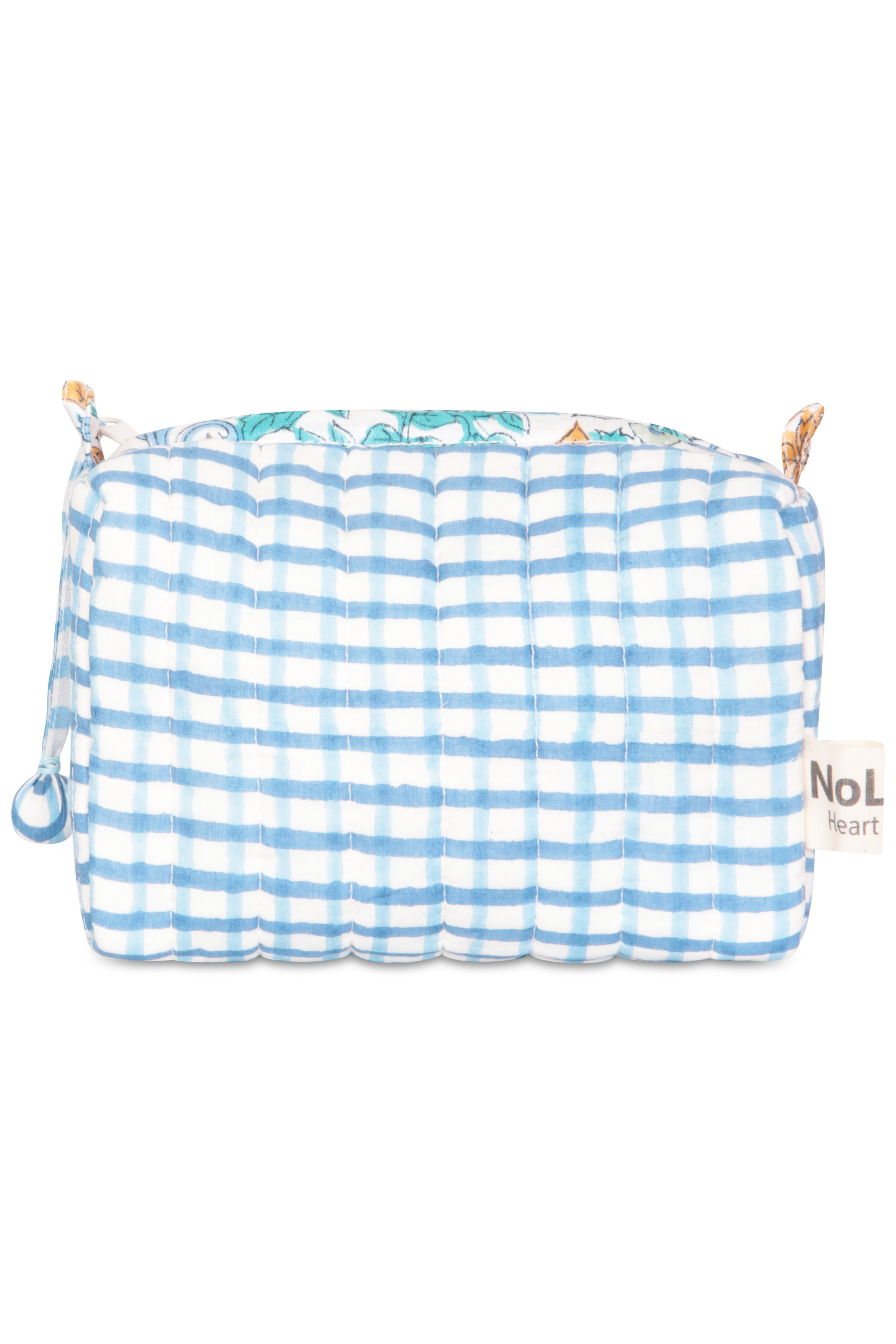 Gingham Mini Bag Washbag Cotton Blue One Size