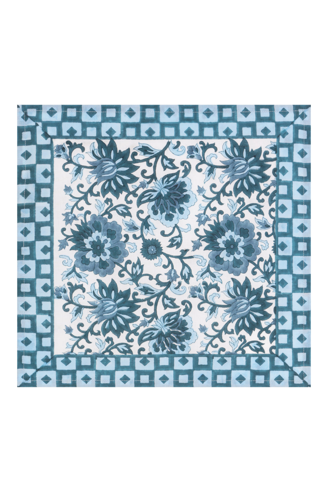 Athena Floral X 4 Napkin Set Cotton Blue One Size