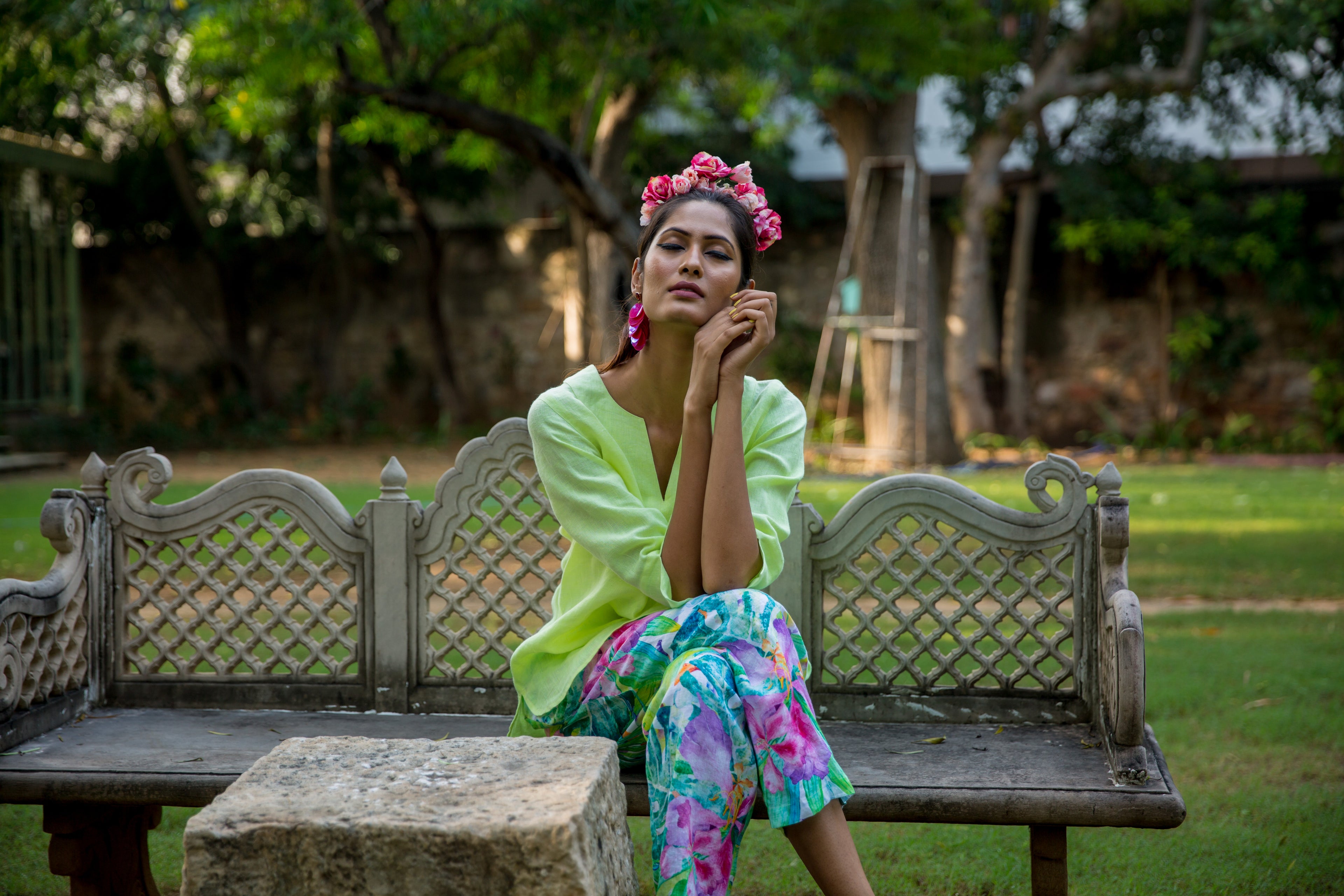 Lifestyle Top Long Linen Lime