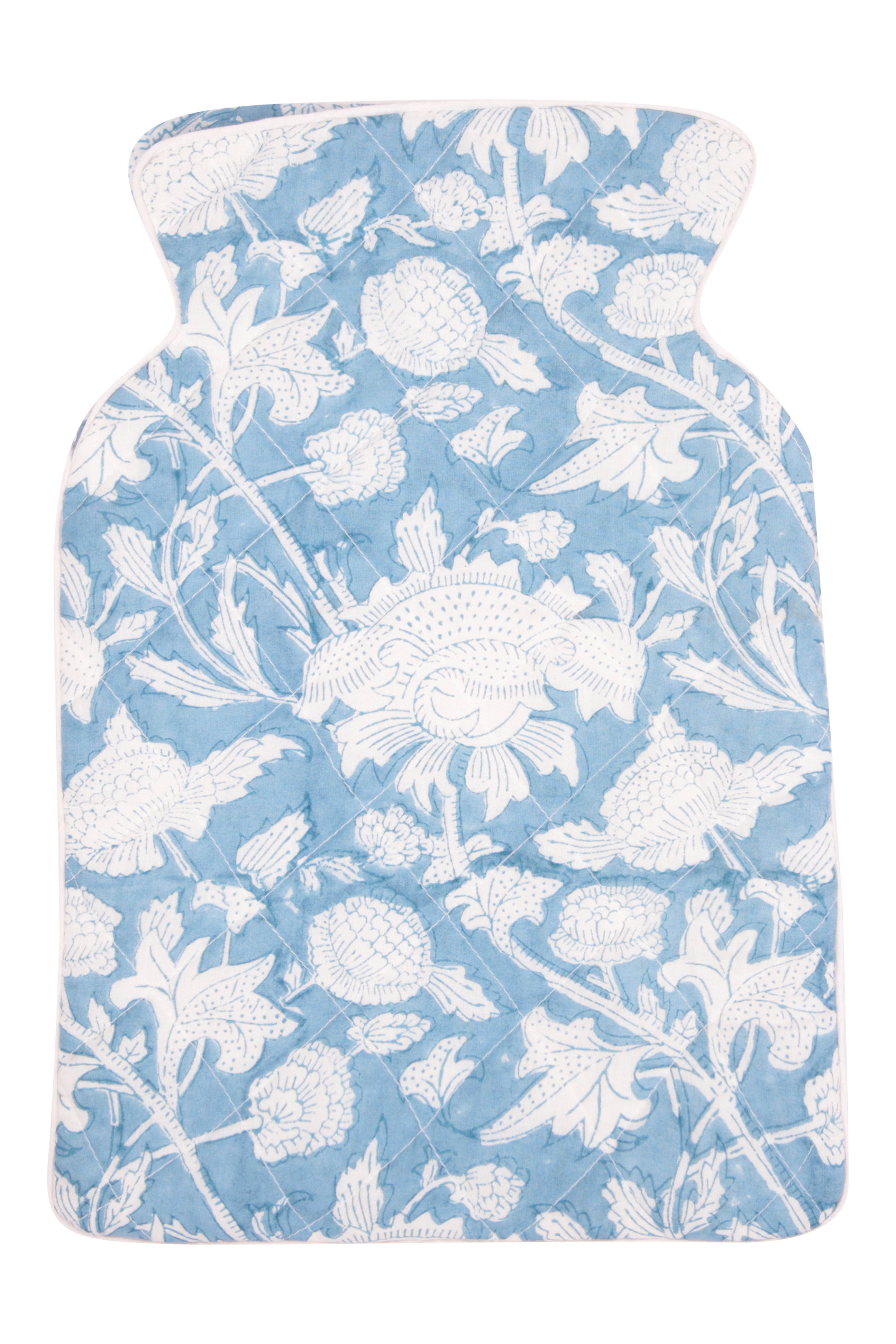 Hand Block Printed Hot Water Bottle Cover - De Nimes Blue