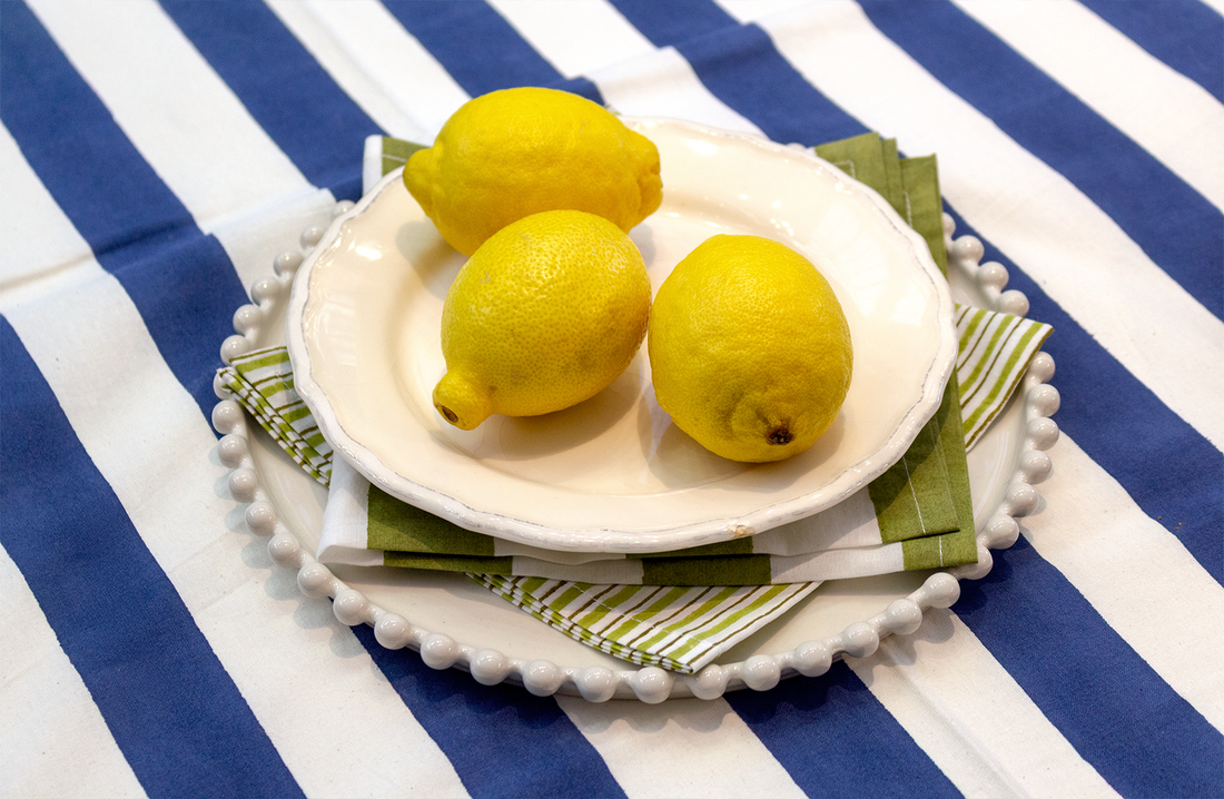 Broad Stripe Cloth 150 x 225 cms Table Cloth Cotton Indigo S/M