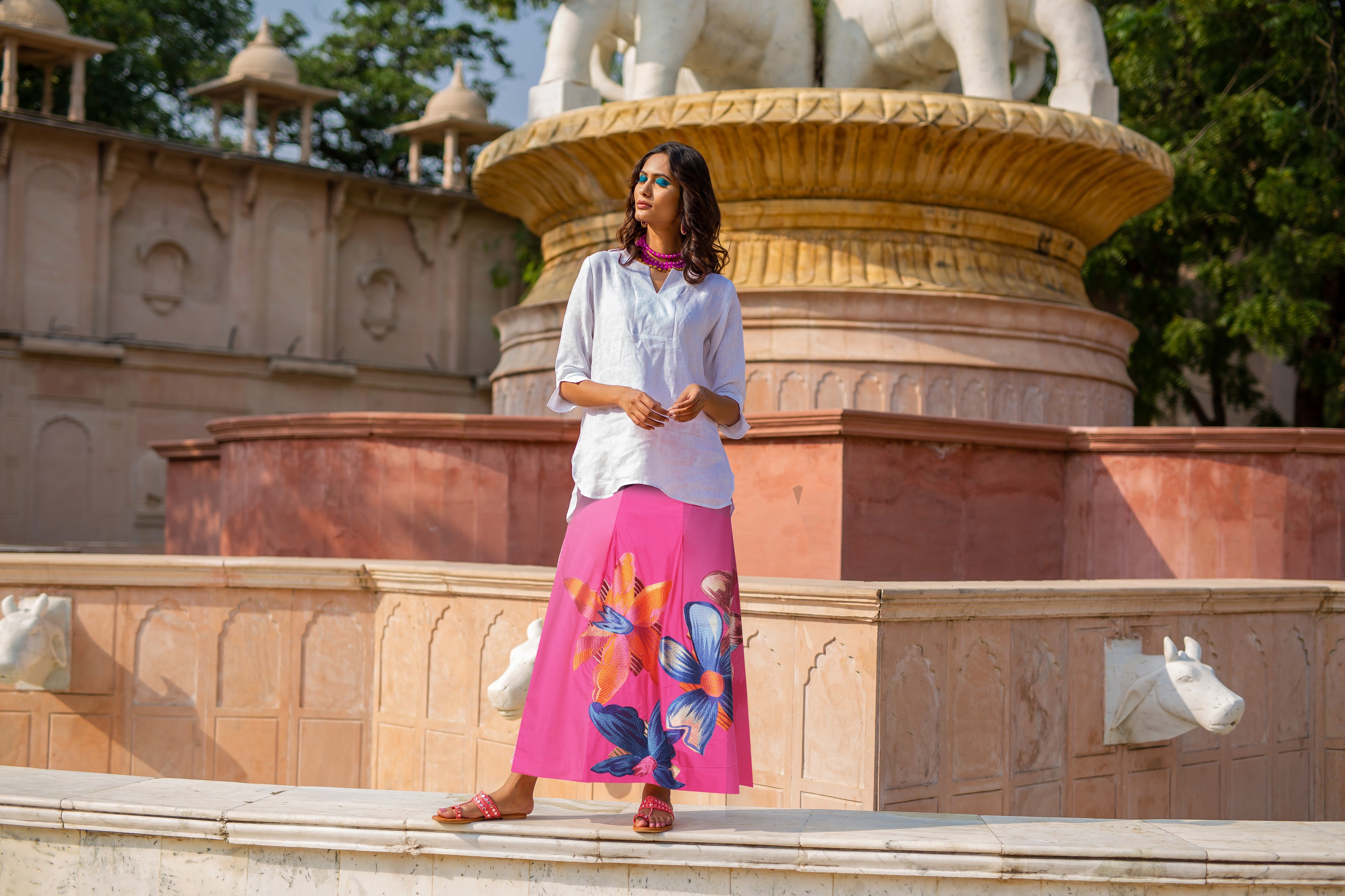 Pow Flower Skirt - Pink