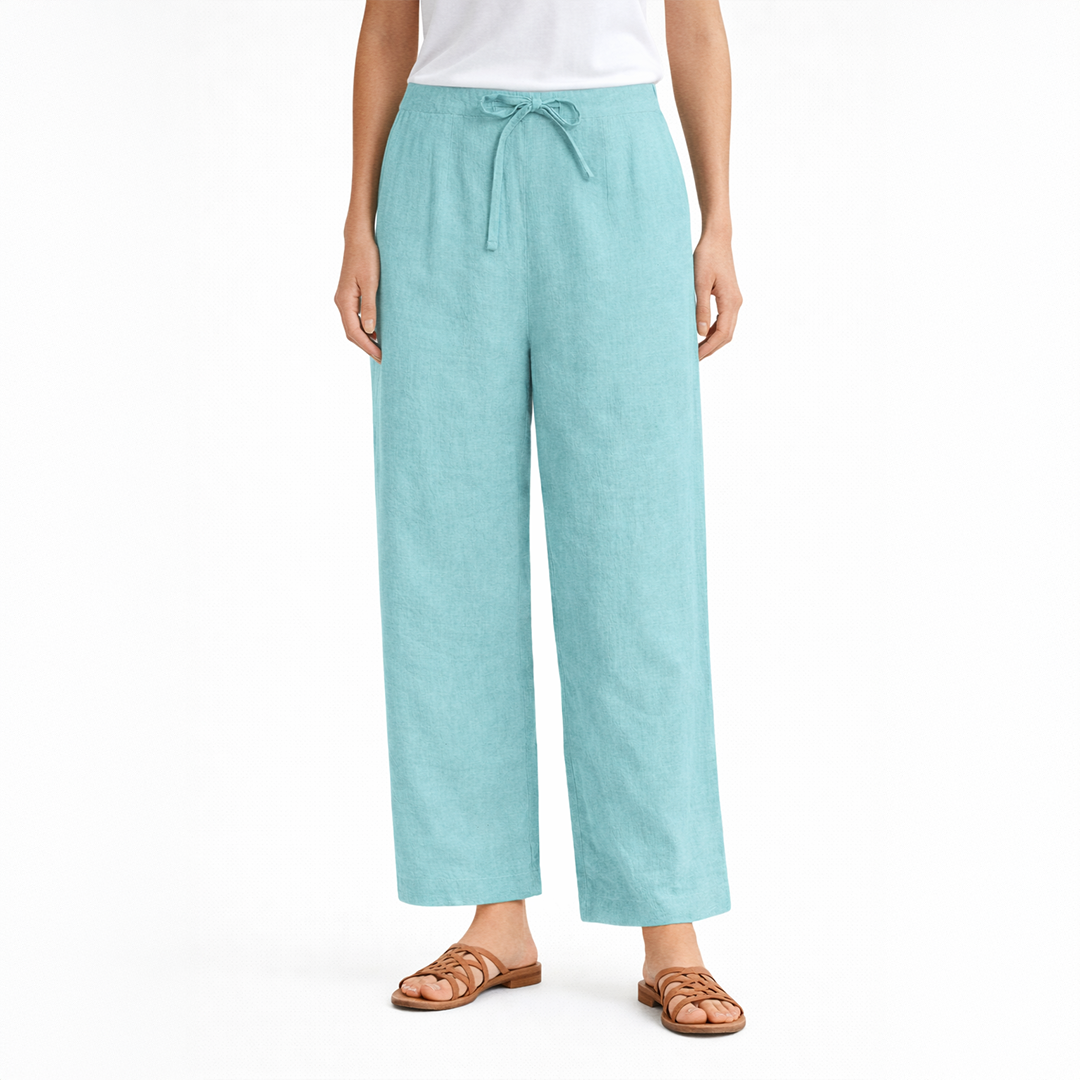 Life Style Plain Trouser Linen Blue Glow
