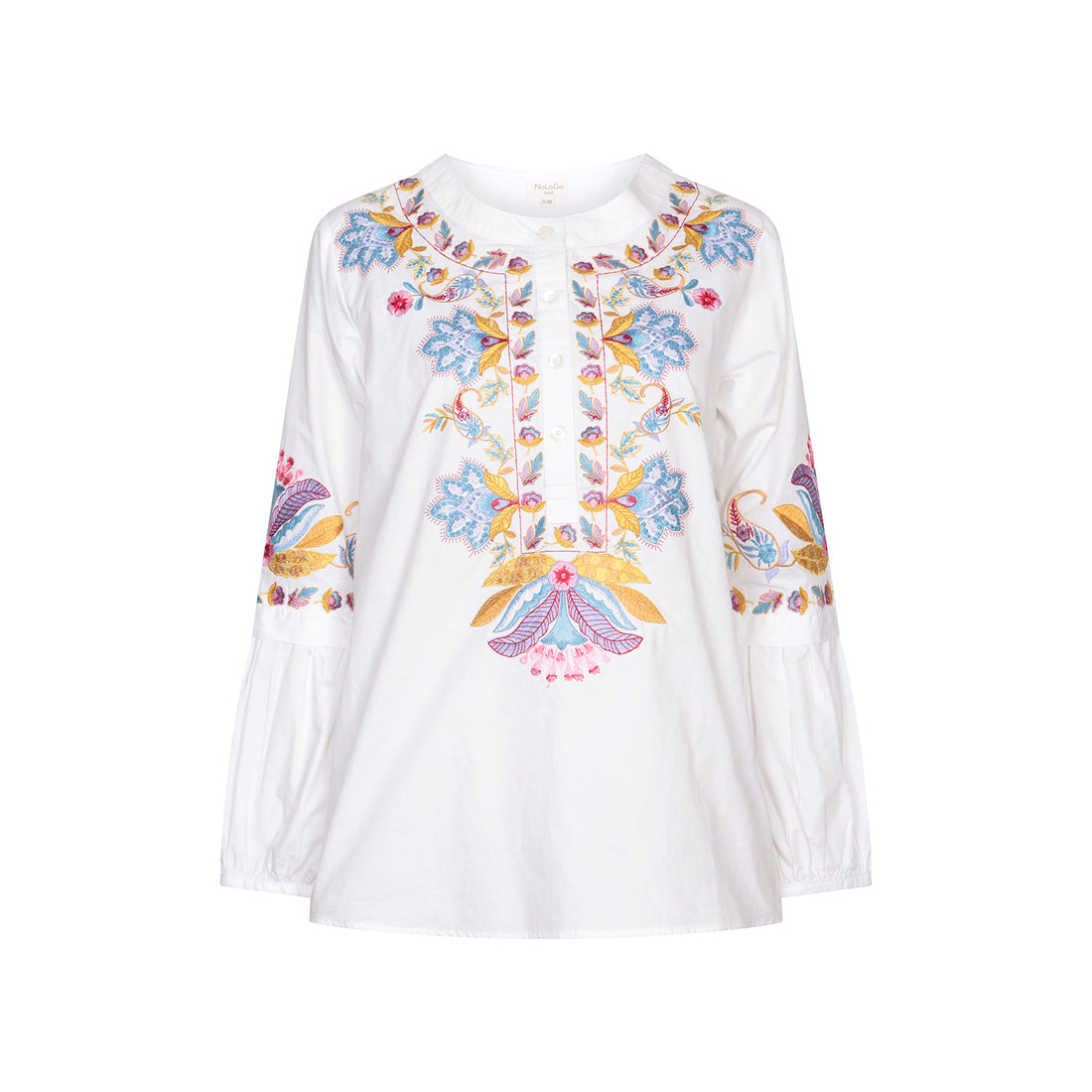 Persian Embroidered Poplin Blouse White
