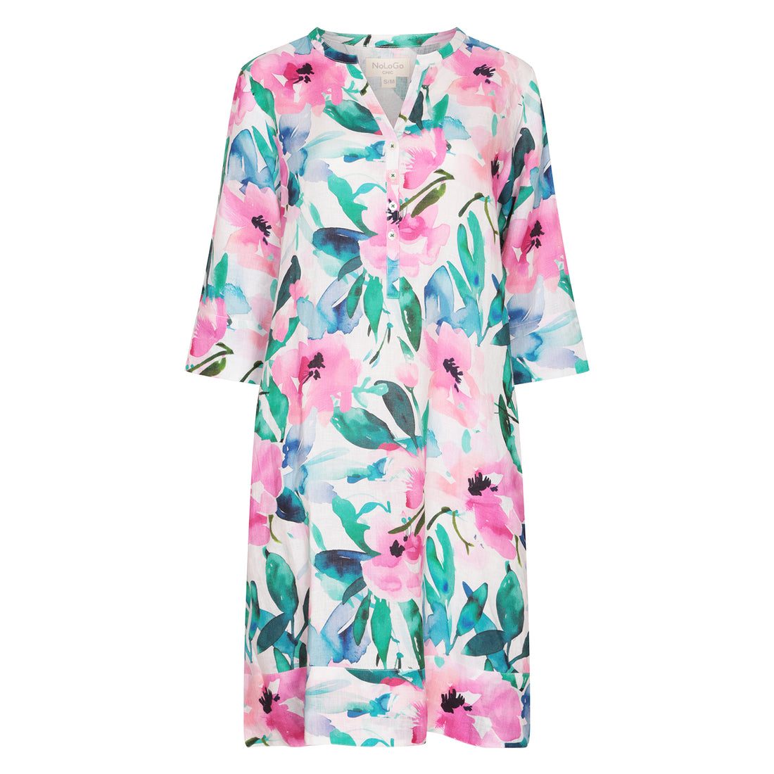Mint Candy Print Tunic Classic Dress Linen Multi