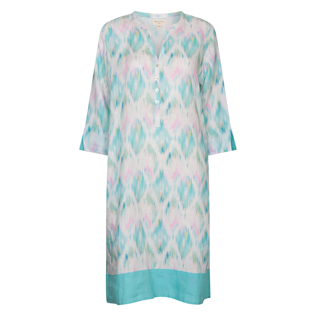 Mosaic Pastel Ikat Linen Tunic Dress