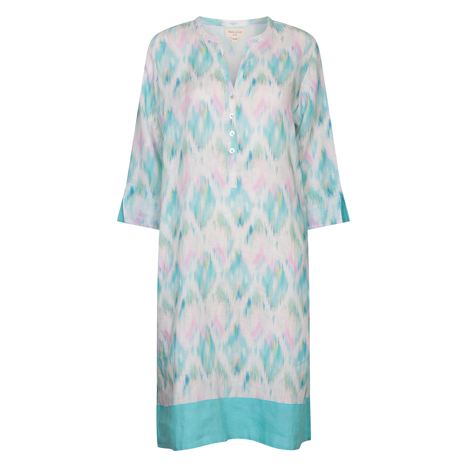 Mosaic Pastel Ikat Linen Tunic Dress