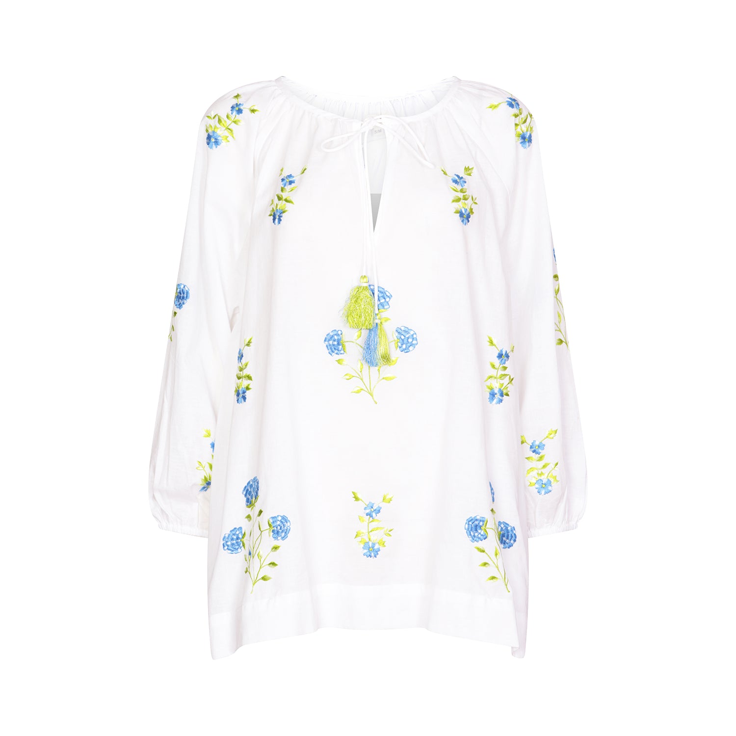 Drifter Gypsy Top with Limes Cotton Cambric White