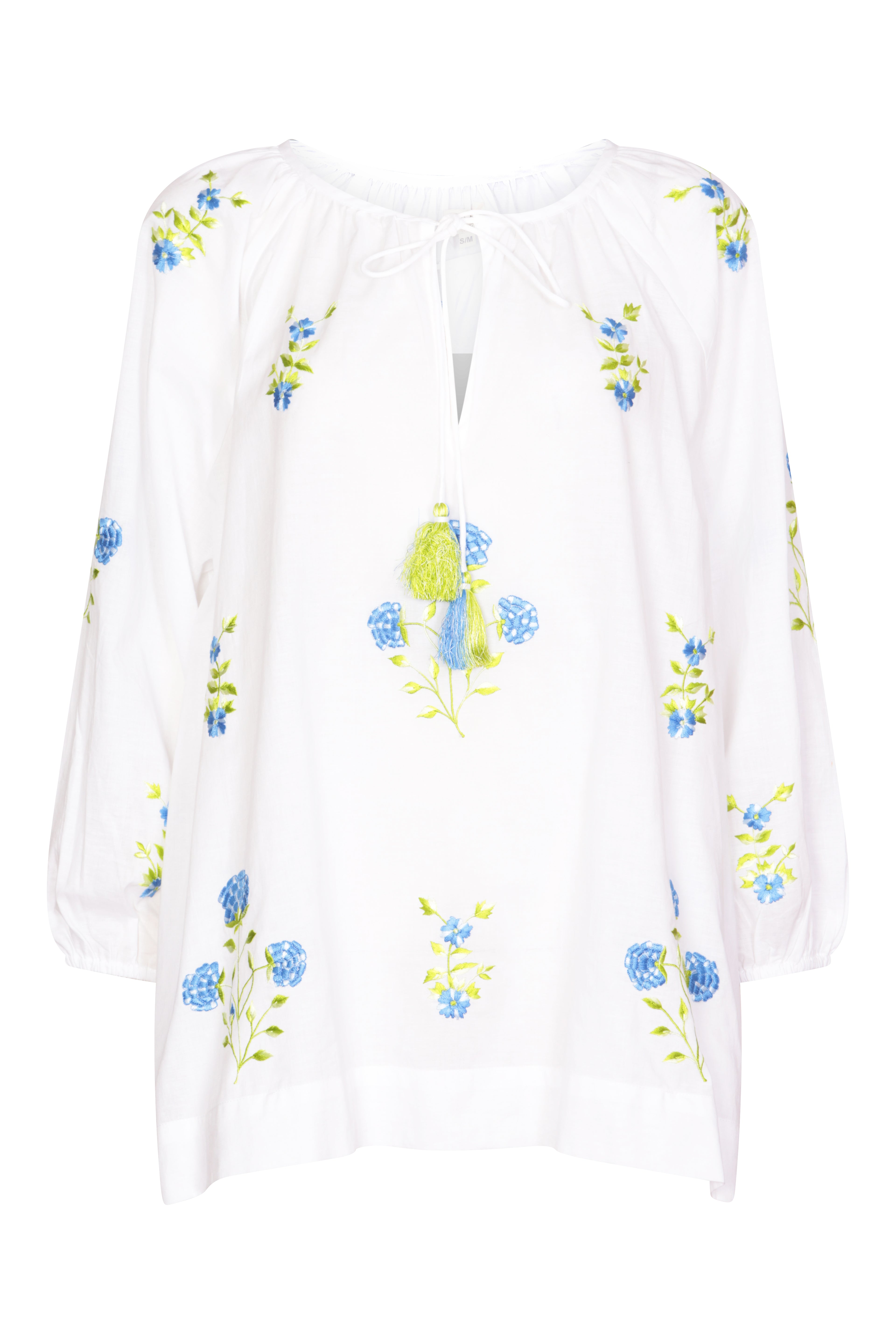 Drifter Gypsy Top with Limes Cotton Cambric White