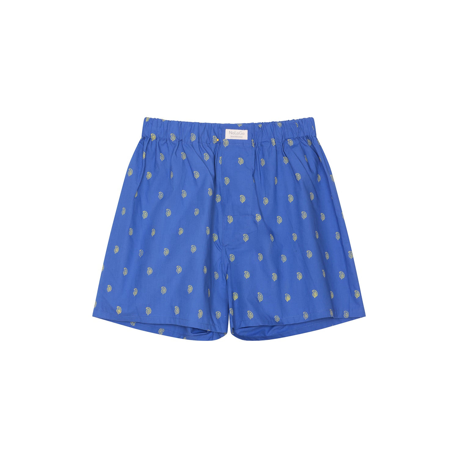 Boxer Short Cotton Blue with Mini Green Paisley