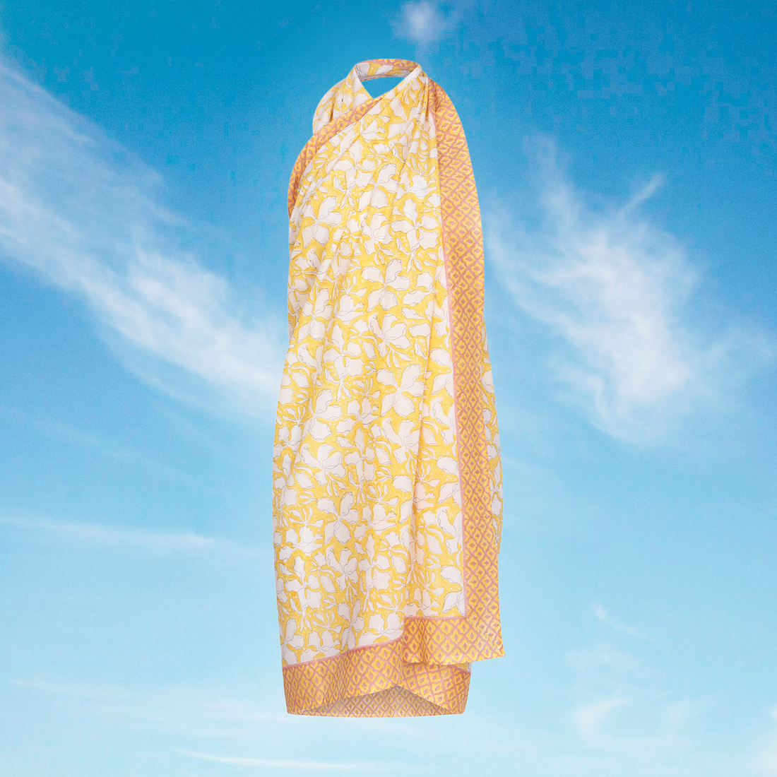 Buttercup Tile Sarong - One Size - Yellow/White