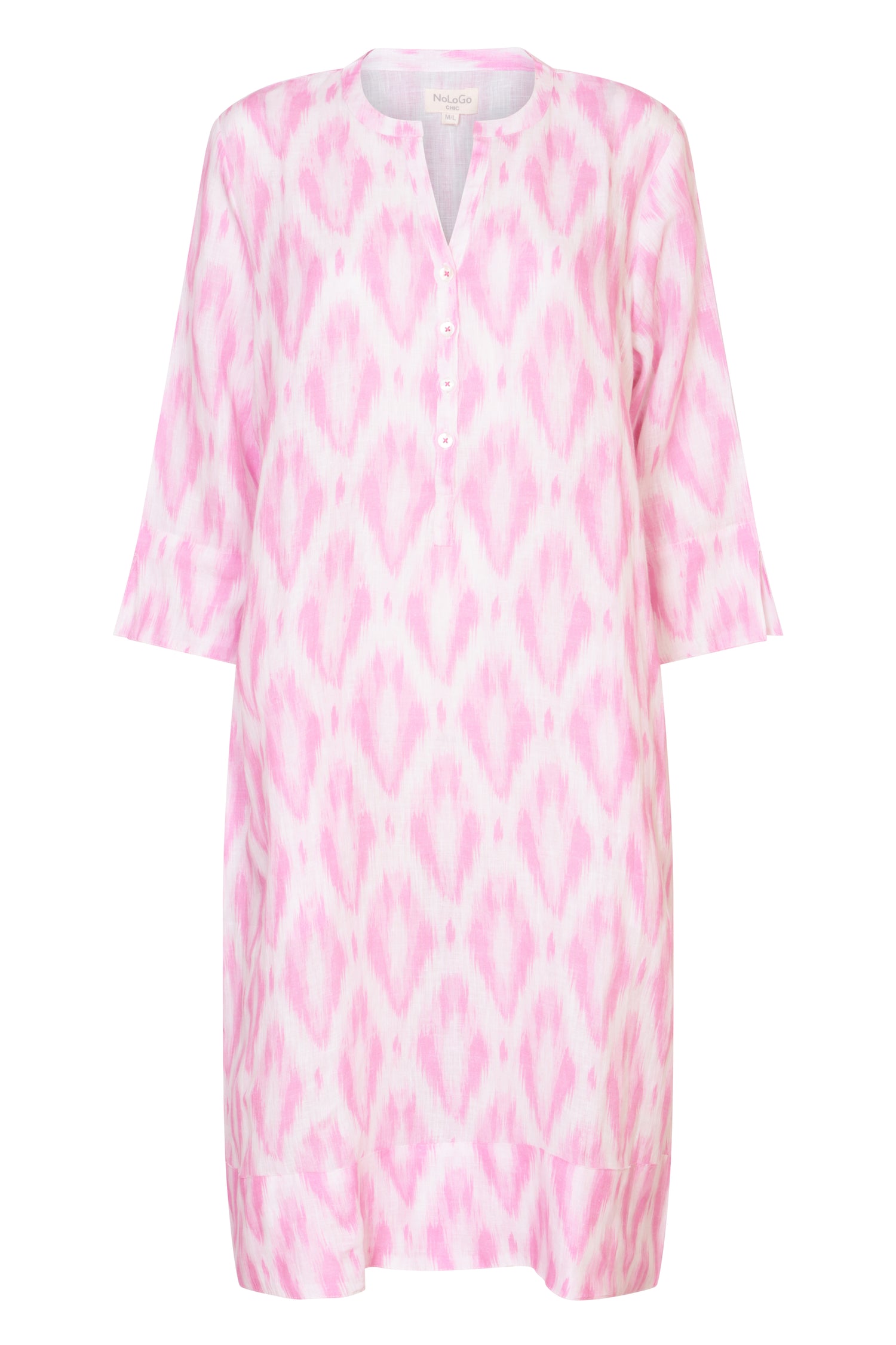 Ikat Tunic Dress Linen Pink