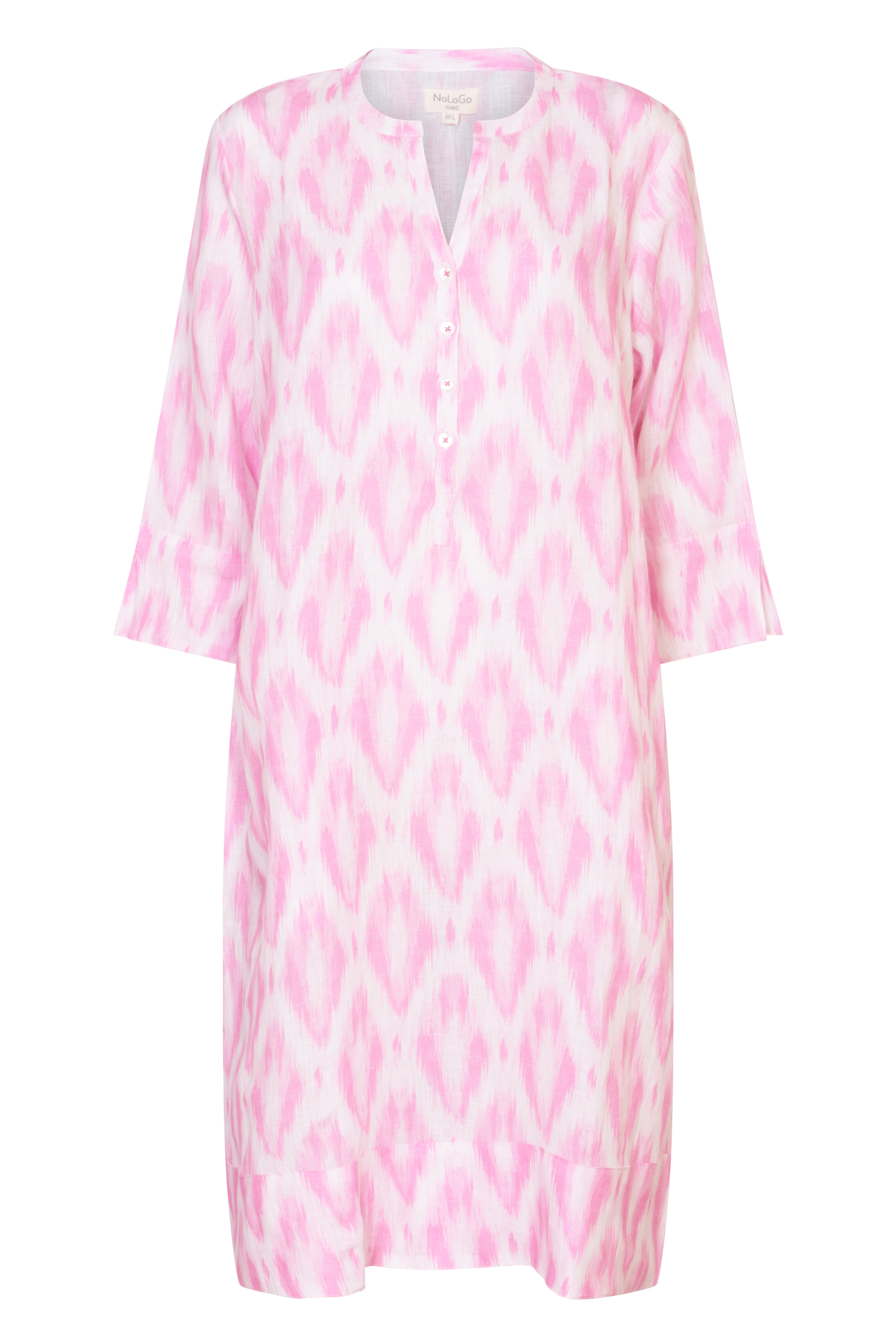 Ikat Tunic Dress Linen Pink