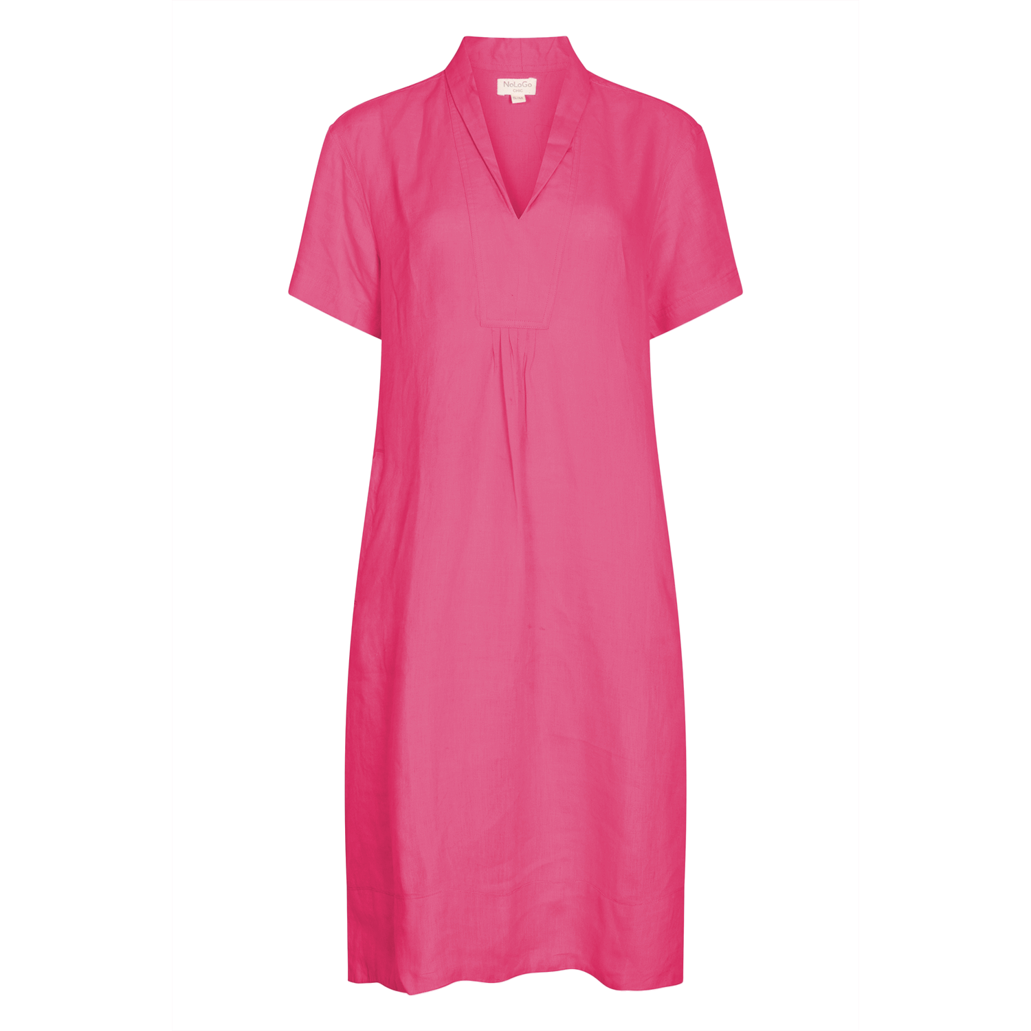 Elodie Short Sleeve Tunic Dress Linen - Peony Pink