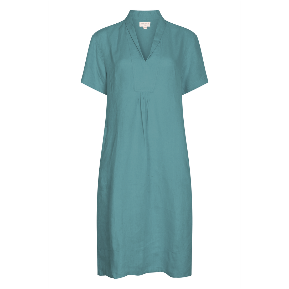 Elodie Short Sleeve Tunic Dress Linen - Smoky Blue
