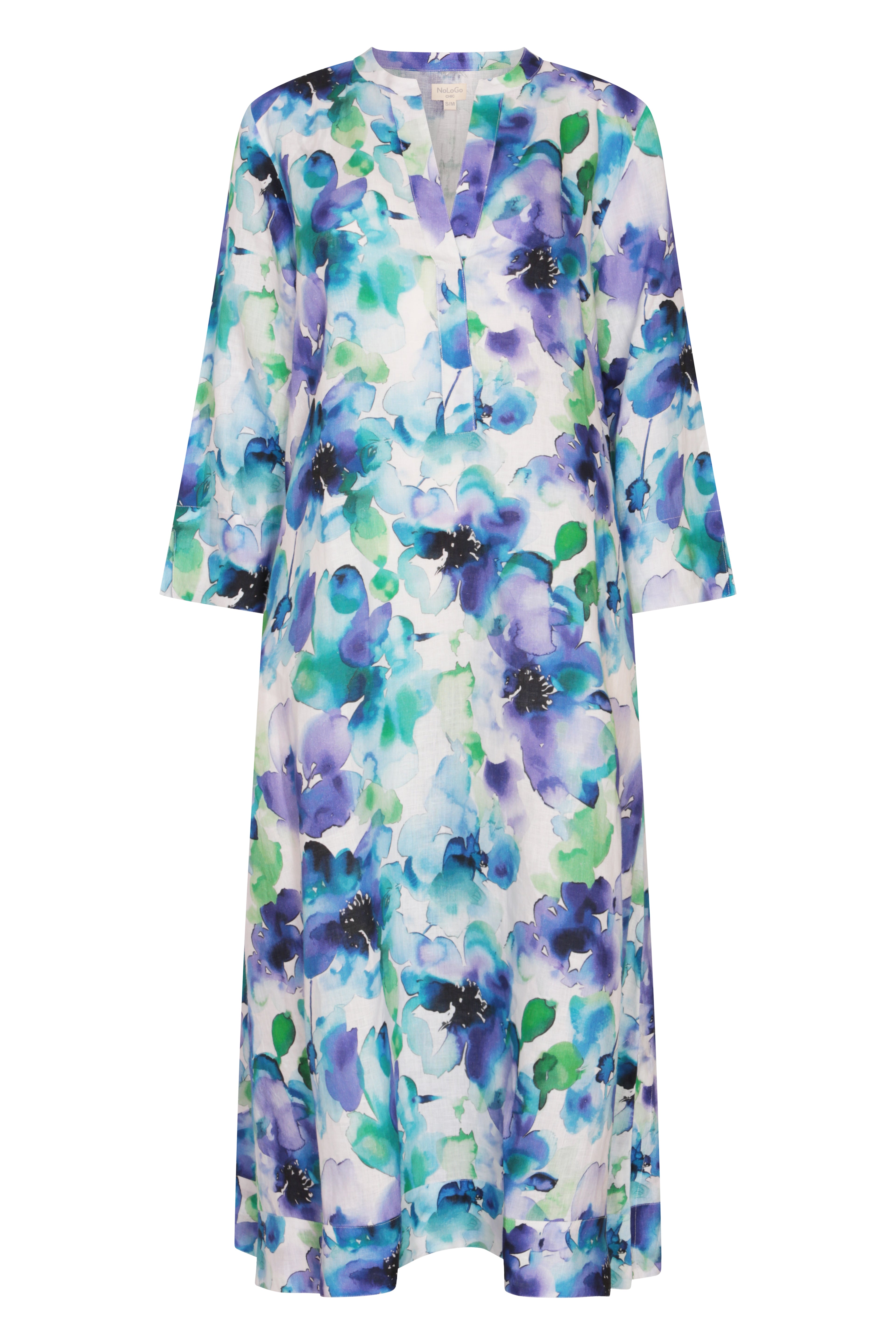 Water Petal Print Kaftan Linen - Multi