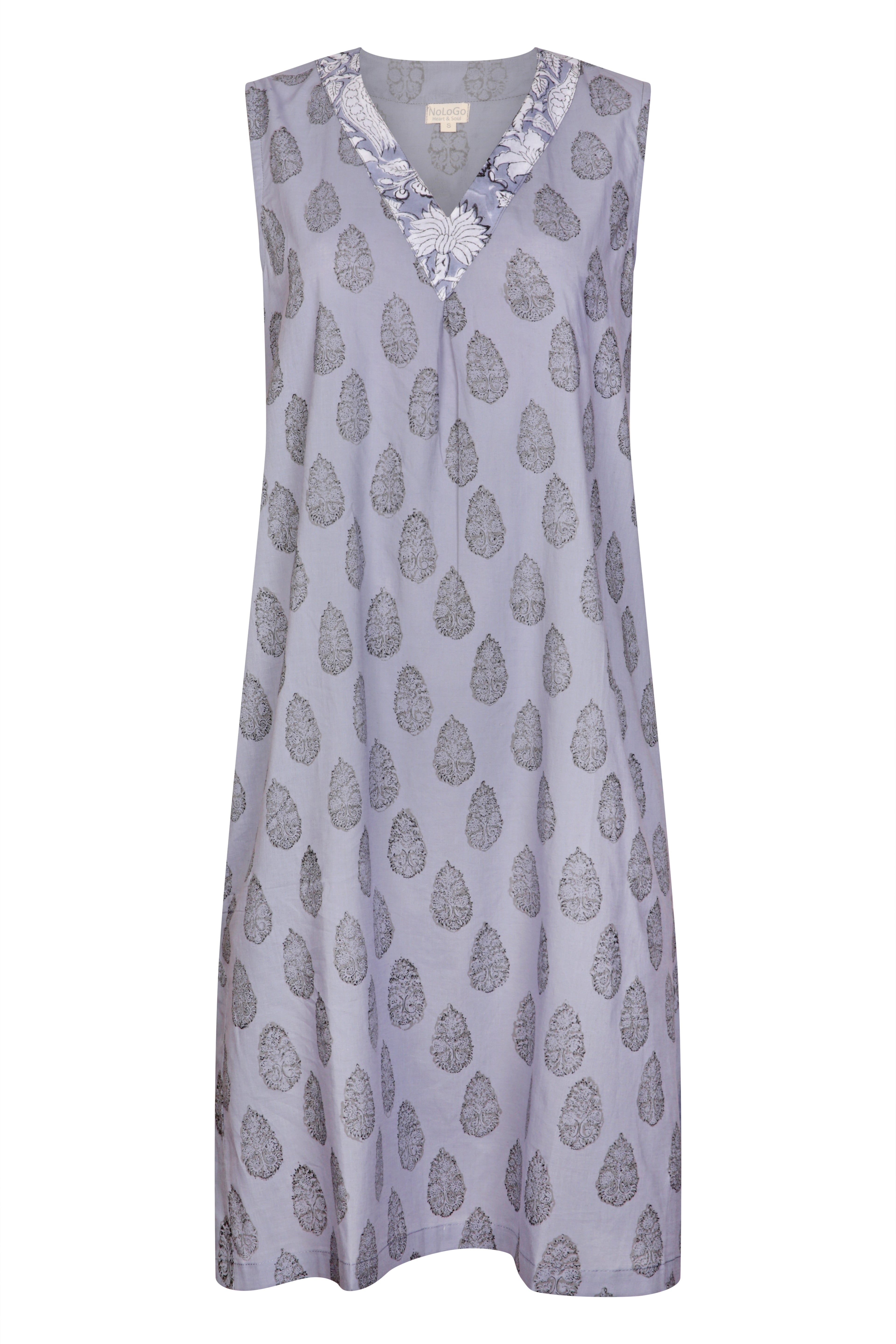 Rosebud Print Nightdress Cotton Charcoal