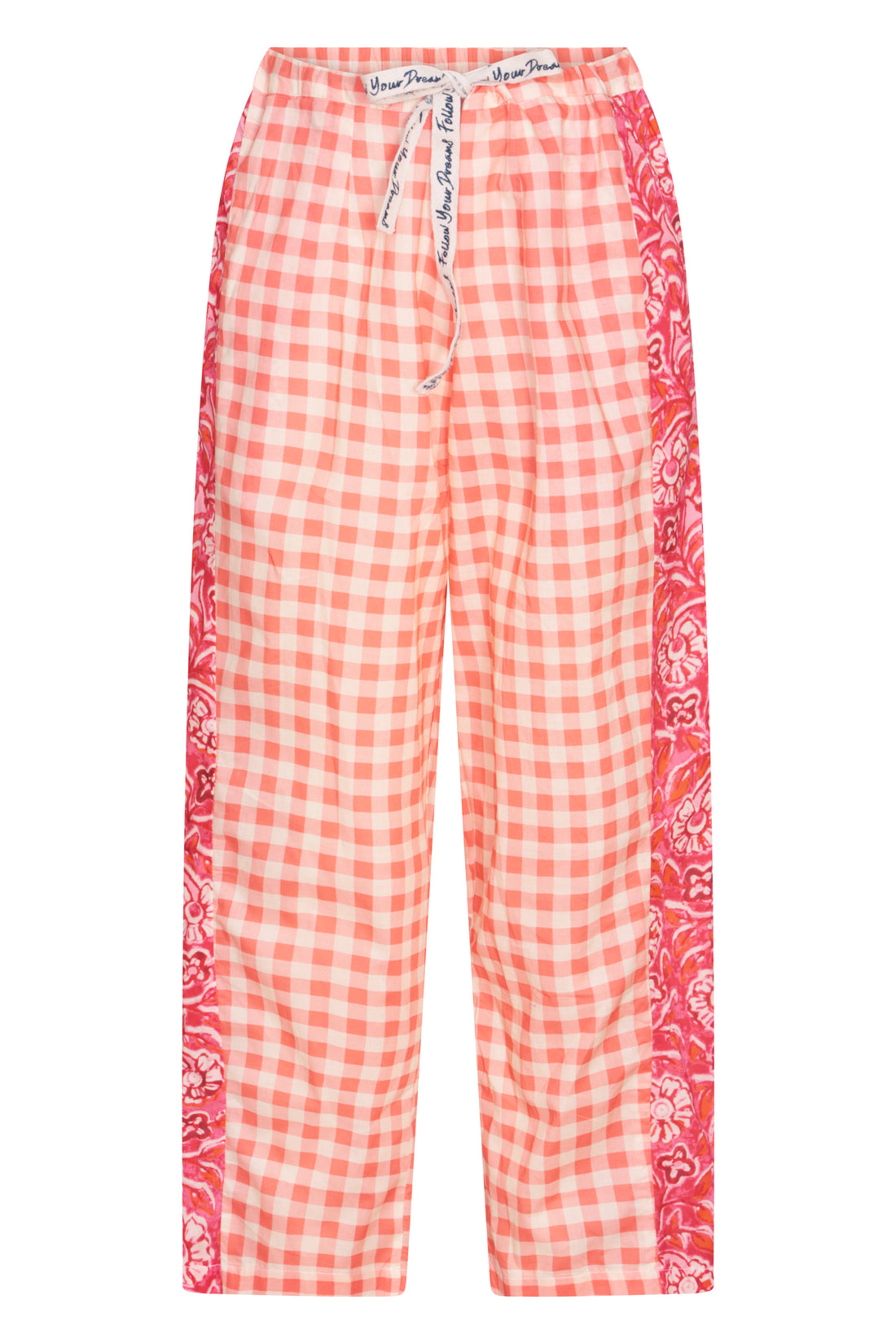 Mix Match Cosmos and Pink Check Trousers Cotton