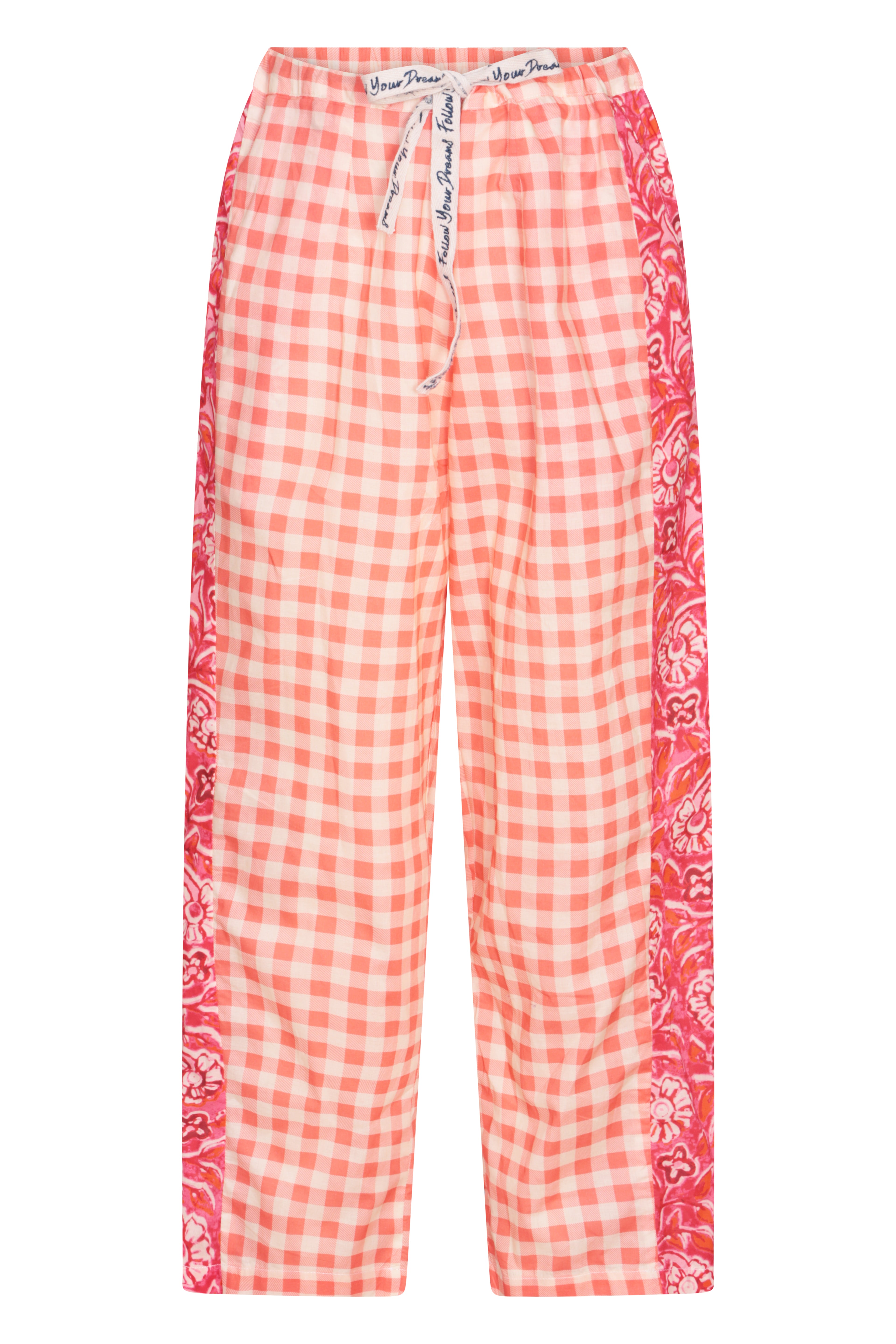 Mix Match Cosmos and Pink Check Trousers Cotton