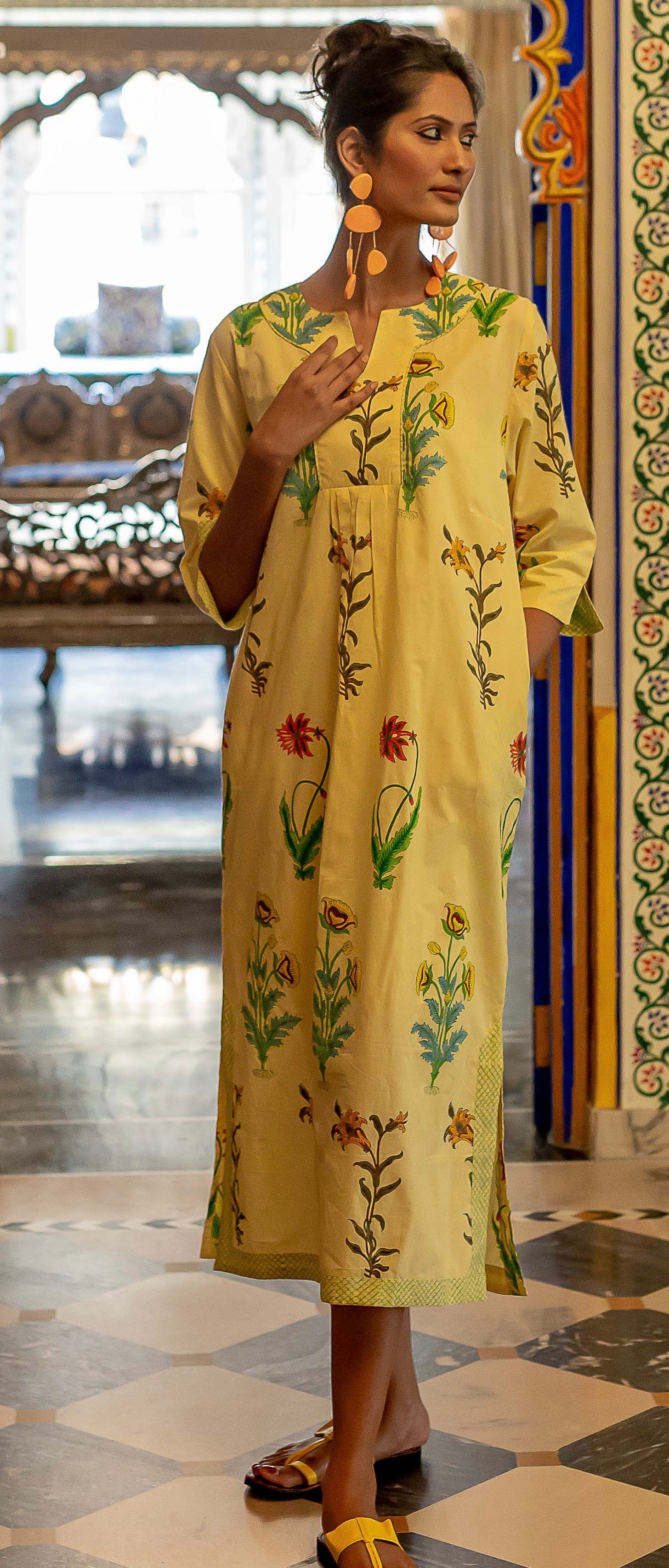 Botanical Maxi Dress Cotton Dandelion