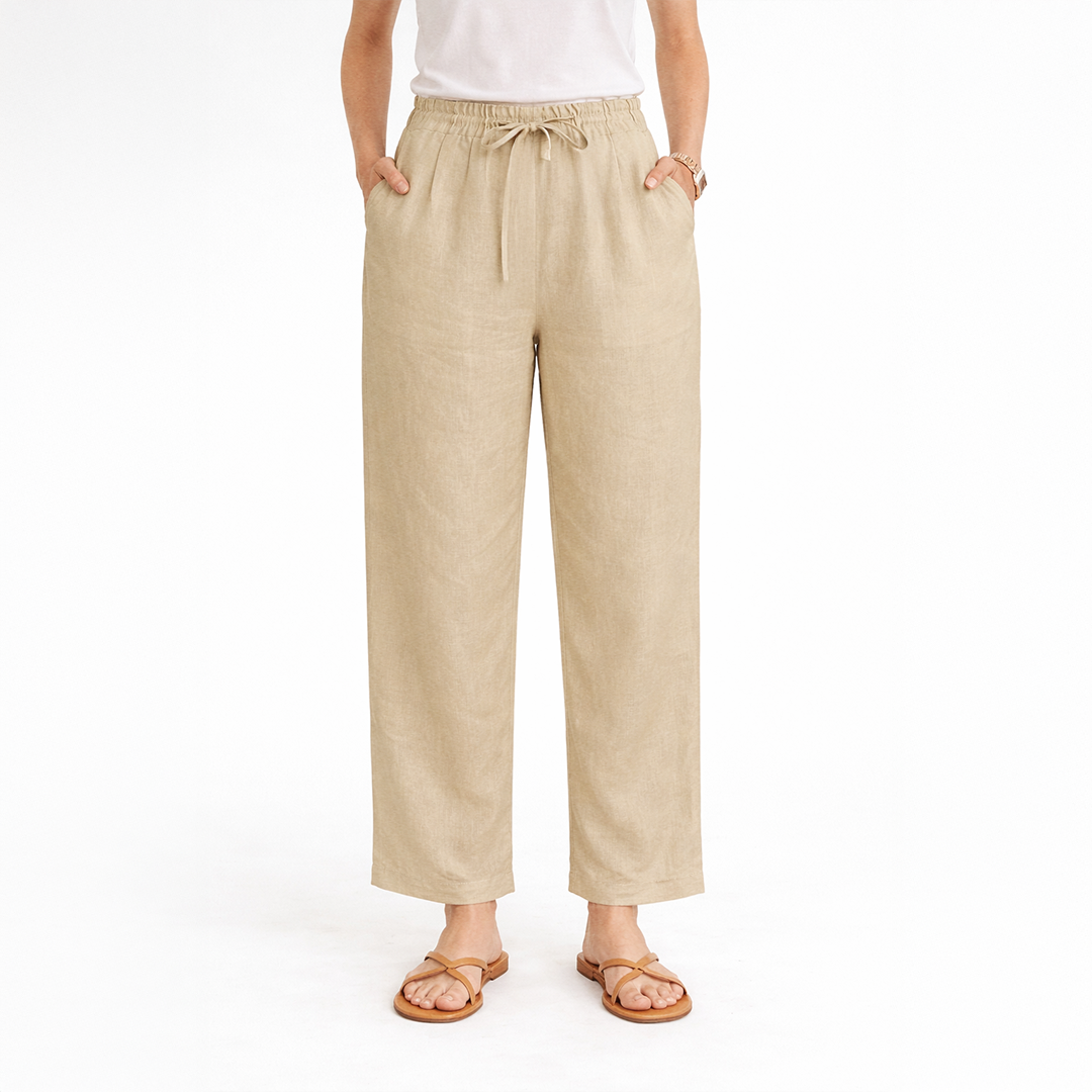 Garment Washed Trouser Linen - Taupe/Sandcastle