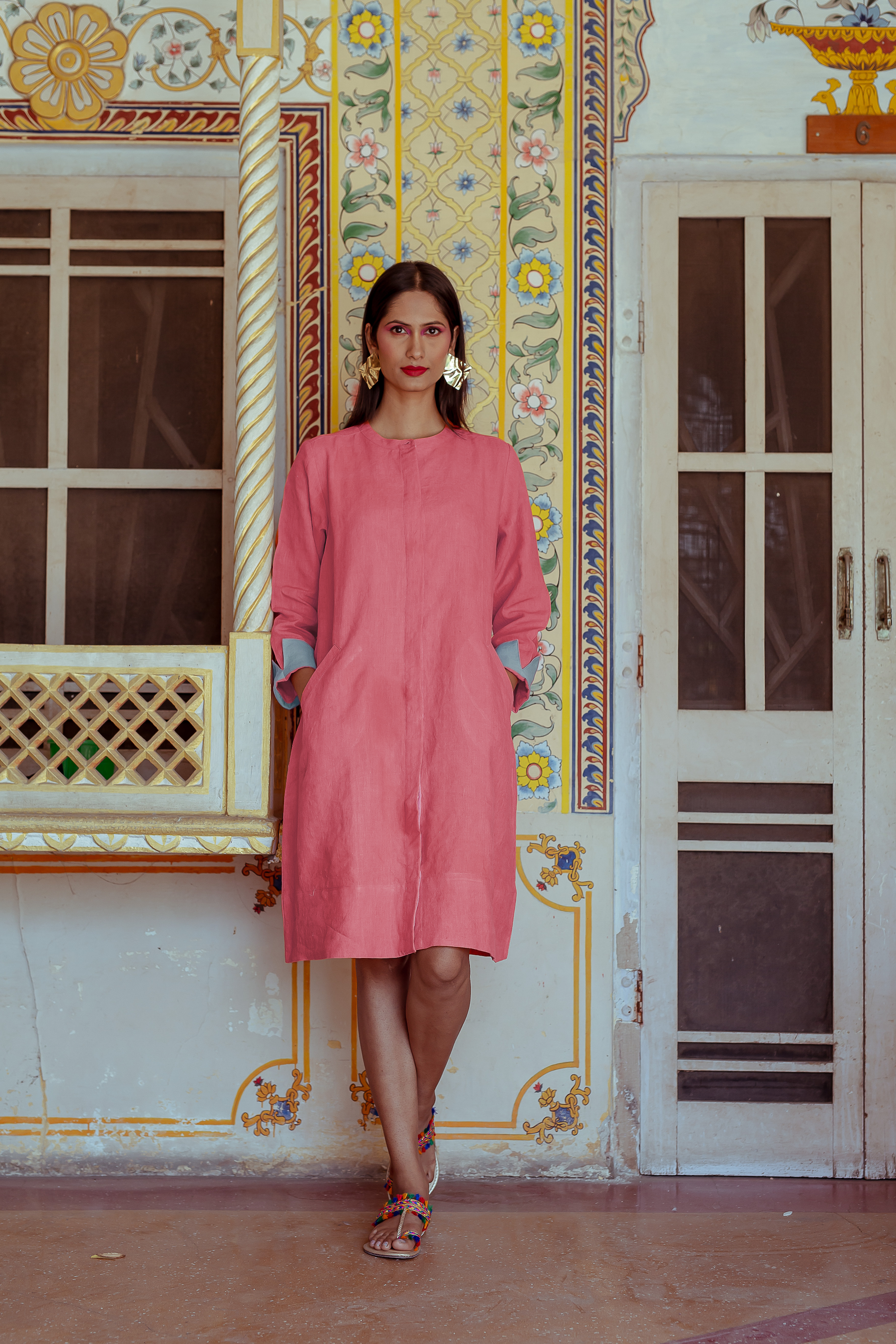 Super Mix Coat Dress - Spice Pink