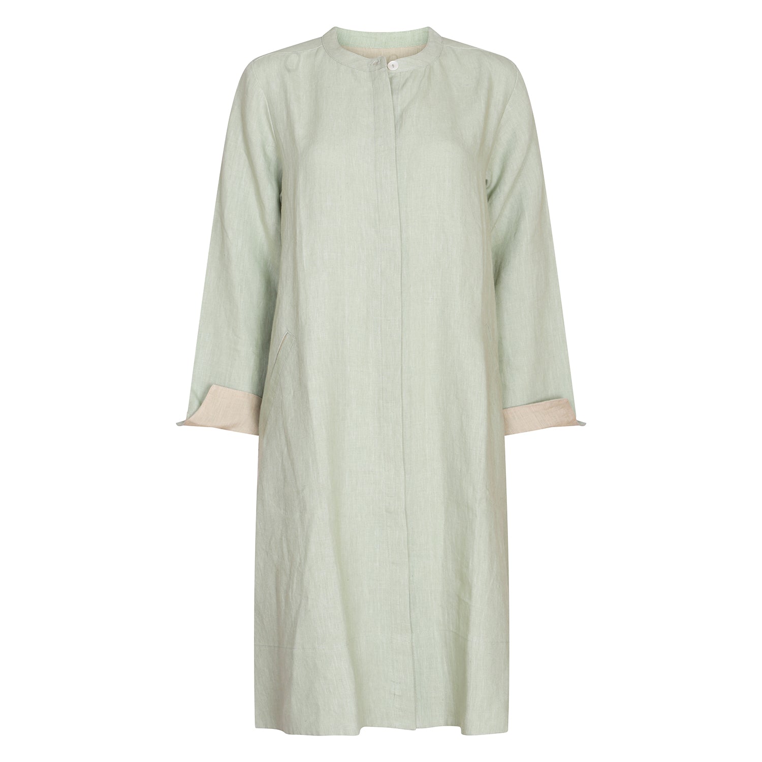 Garment Washed Trouser Linen - Sage Green