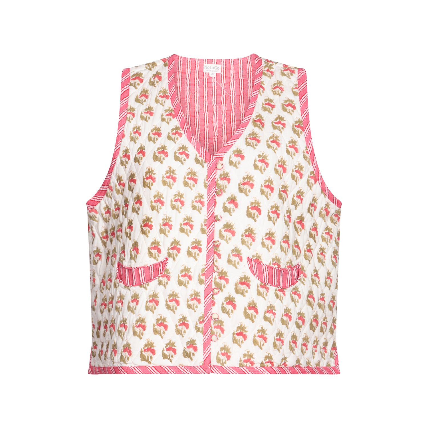 Quilted Warmer Gilet Cotton Poppy Pink