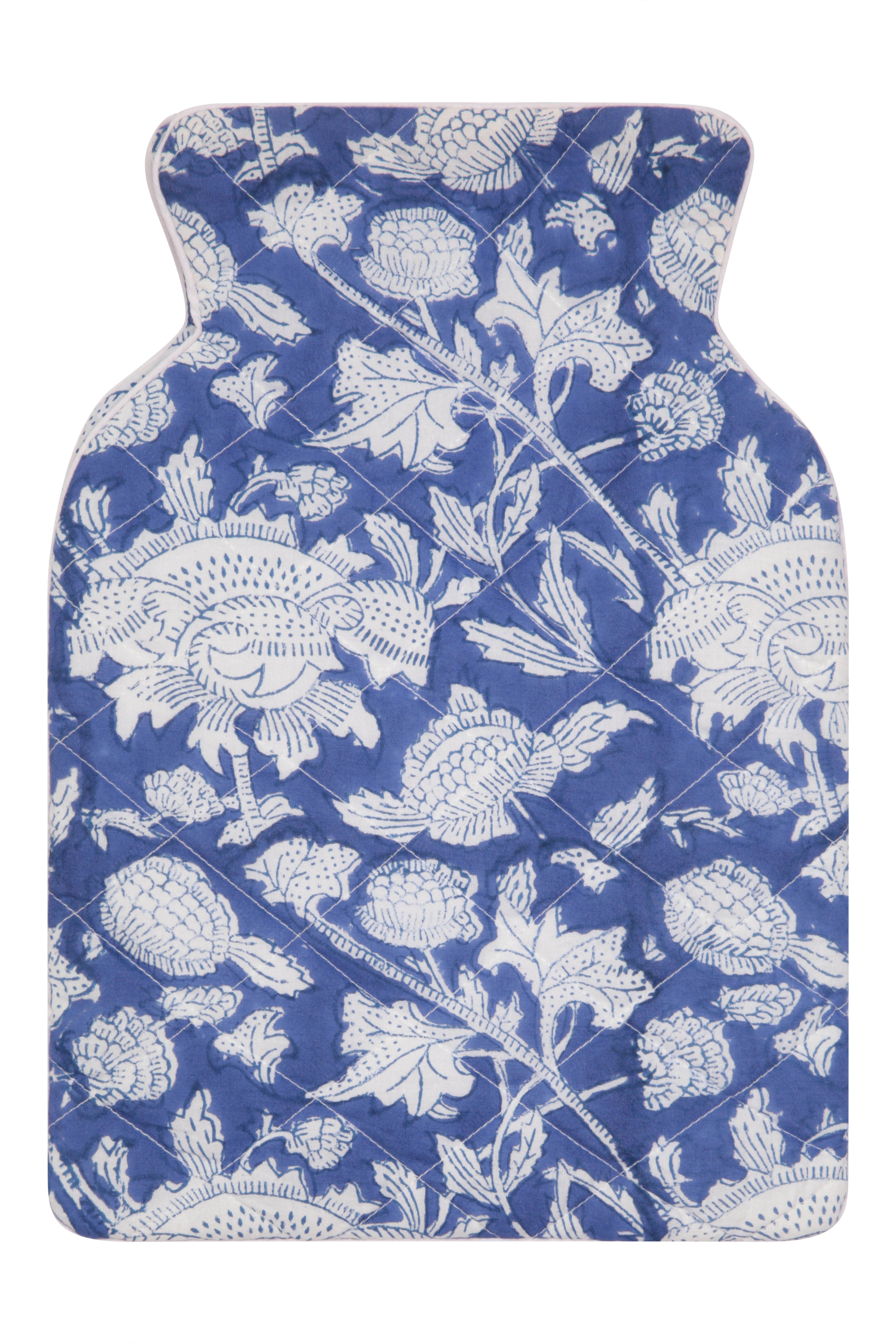 Hand Block Printed Hot Water Bottle Cover - China Blue