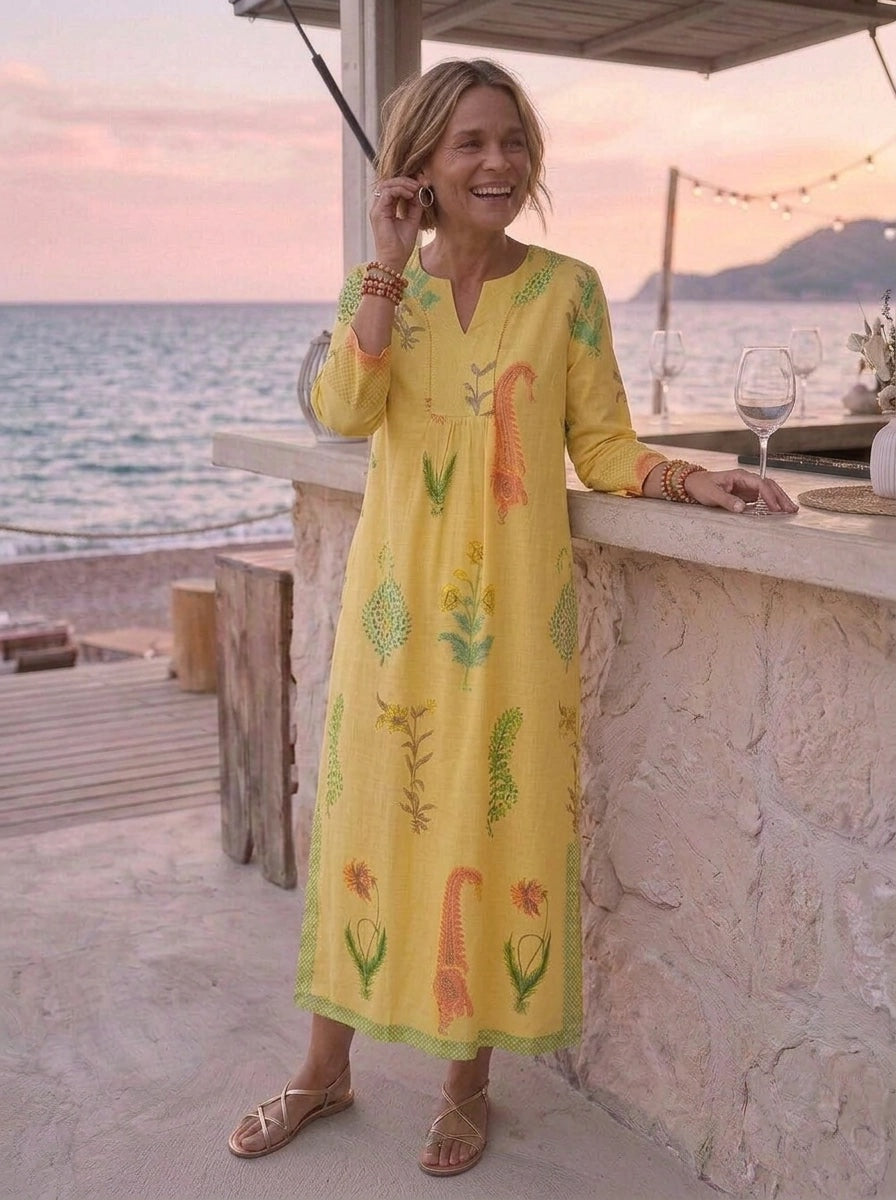 Botanical Maxi Dress Cotton Dandelion