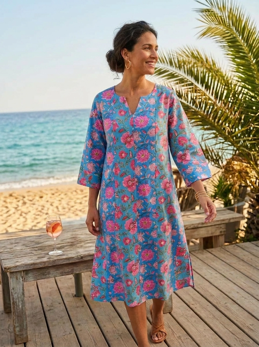 Pompeii Rose Zen Midi Dress - Multi
