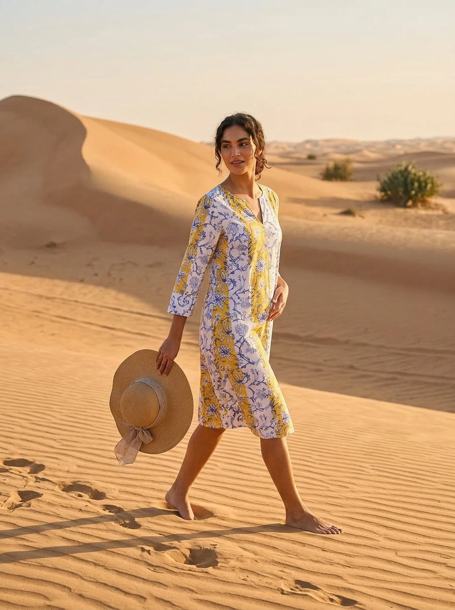 Sunflower Indigo Zen Midi Dress - Multi