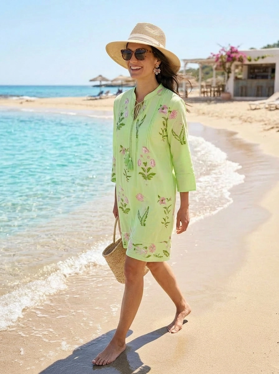 Botanical Tassel Kurta Cotton - Sweet Lime