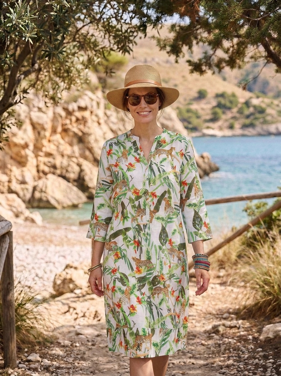 Cheetah Tunic Classic Dress Linen Green (Copy)