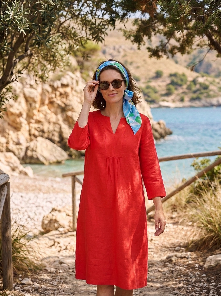 Life Style Easy Tunic Dress Linen - Rosehip