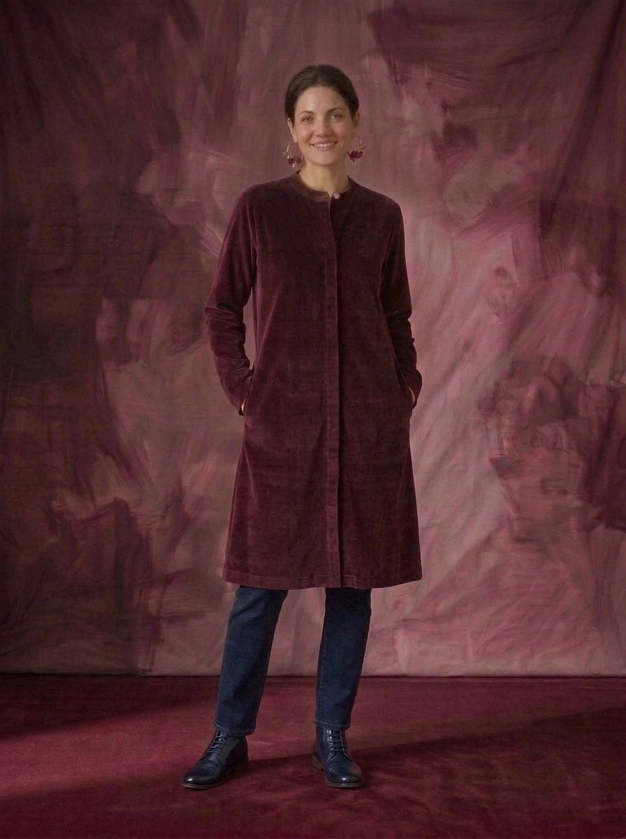 Velvet Super Mix Coat Dress Cassis